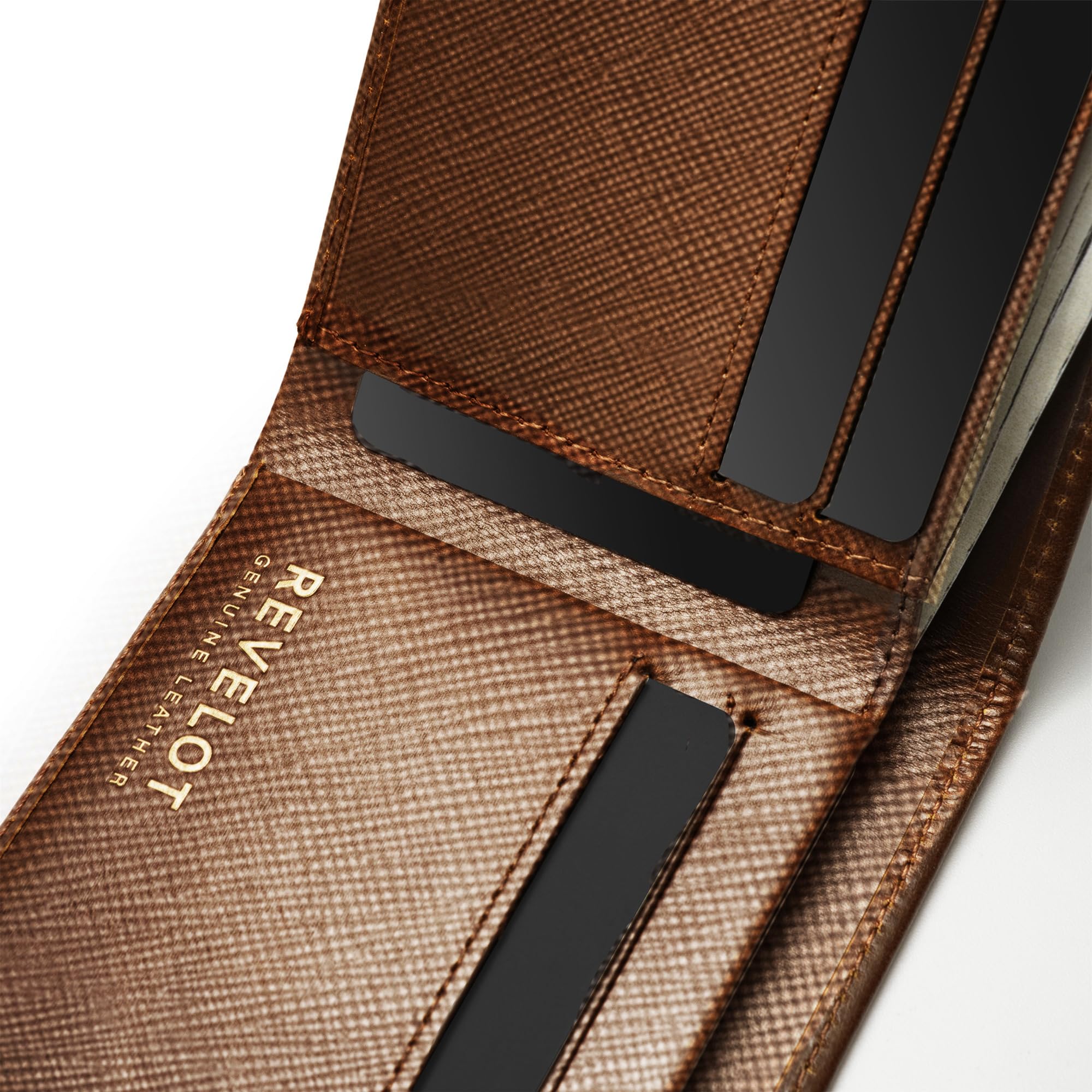 Classic Slim RFID Blocking Genuine Leather Wallet - Brown Saffiano W2 | Minimalist Front Pocket Wallet for Men | Perfect for Travel, Business & Everyday Carry