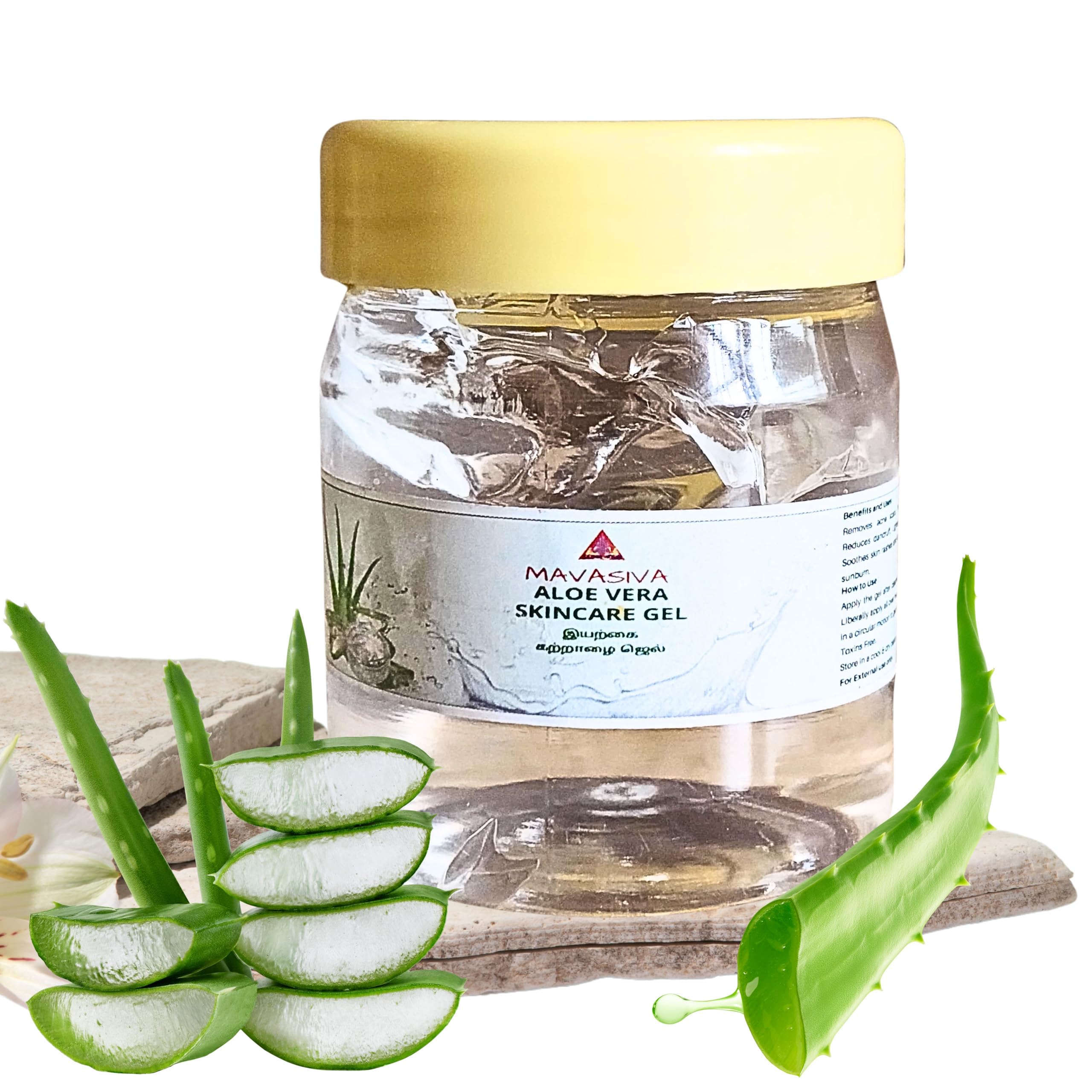 MAVASIVA Pure Aloe Vera Gel for Face & Skin Care - Hydrating, Moisturizing, Soothing Gel for Glowing Skin - Natural Aloe Vera White Gel for Men & Women (100g) - Perfect for Sunburn Relief, After Shave, Hair Mask & Daily Skincare Routine