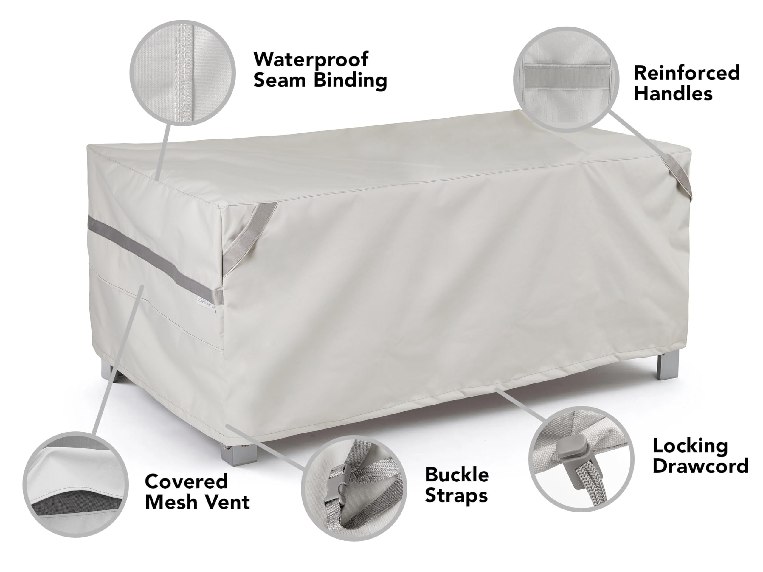 Premium Polyester Rectangular Dining Table & Chair Cover Set - Weatherproof, Drawstring Hem, 86