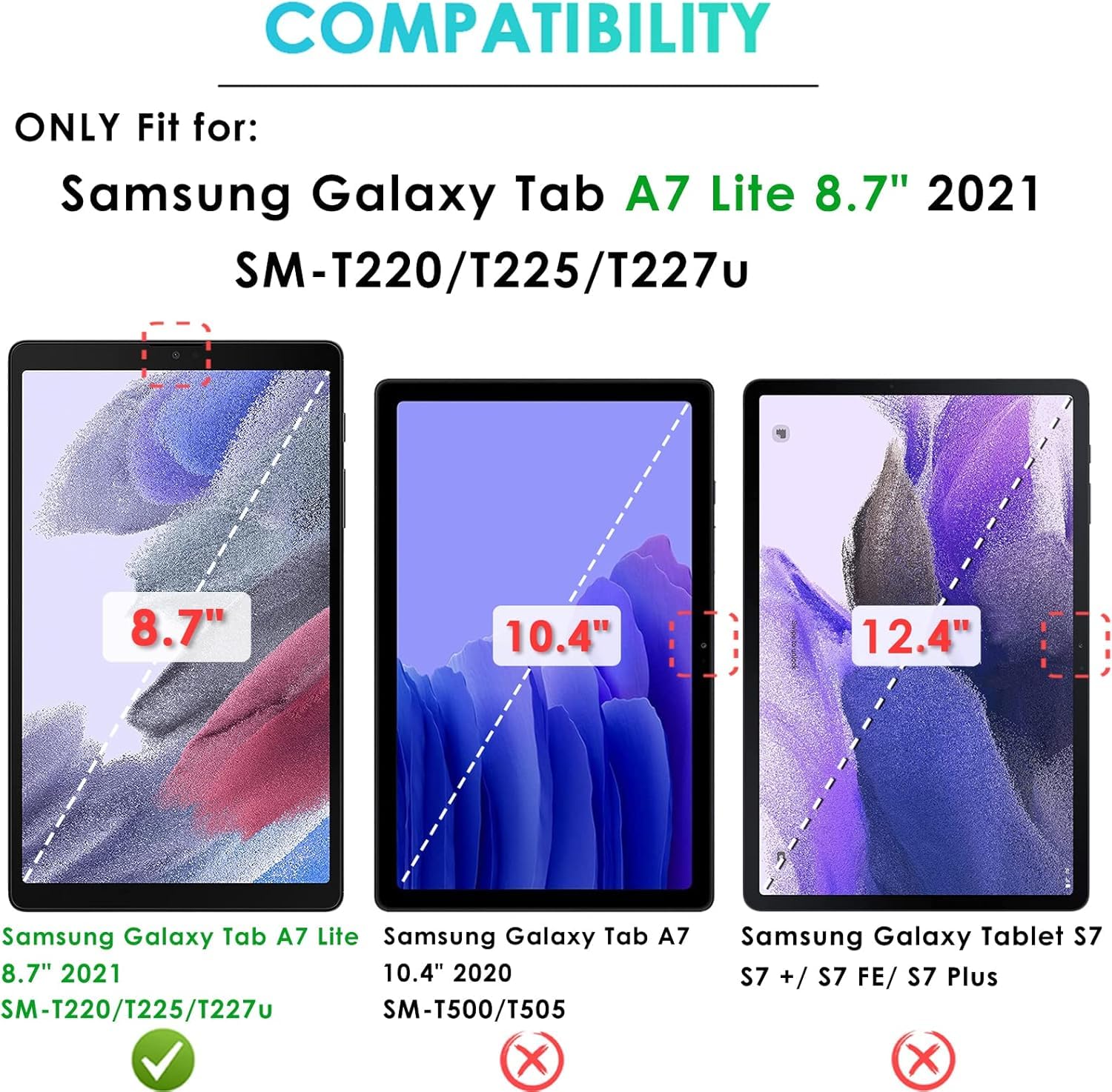 Samsung Galaxy Tab A7 Lite 8.7 Case (2021 Model SM-T220/T225/T227) - Shockproof Hard PC & Silicone Cover with 360° Rotating Kickstand, Pencil Holder & Adjustable Hand Shoulder Strap - Perfect for Work, Travel & School Use