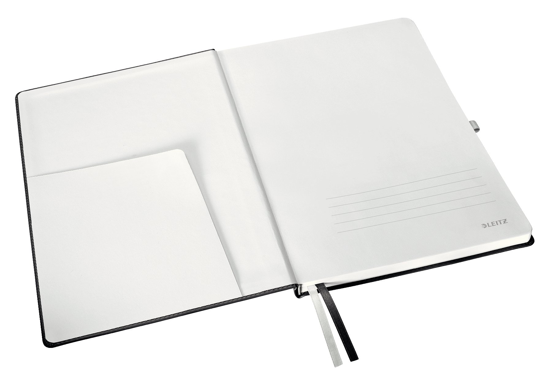 Leitz A4 Hard Cover Notebook - Ruled Lined Journal with 2 Fabric Page Markers, 100gsm Ivory Paper, 80 Sheets, Satin Black | Perfect for Office, School & Creative Writing, Note Taking, Business Meetings & Gift Giving
