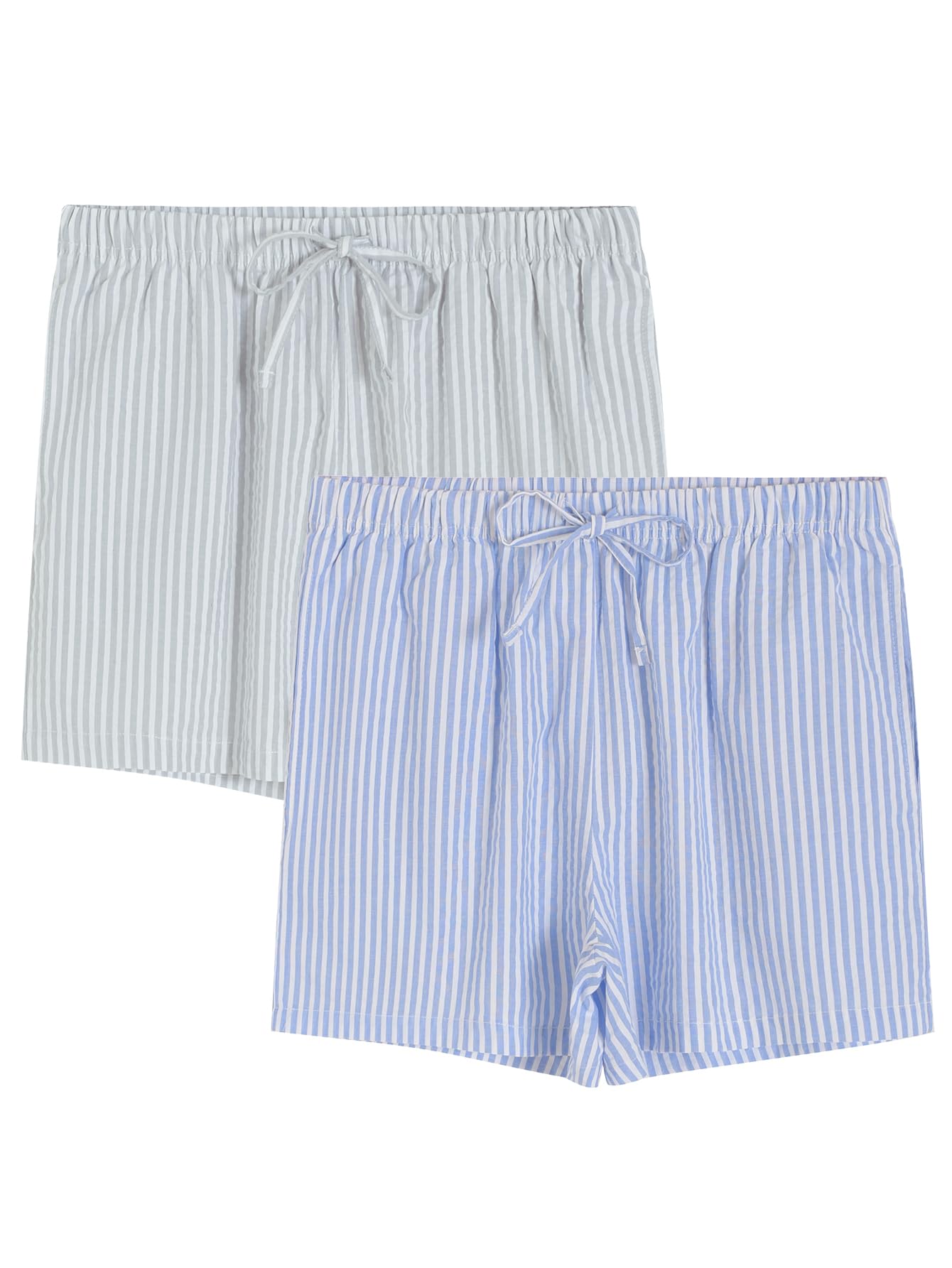 **Women's Cotton Pajama Shorts - Soft Seersucker Sleep Shorts 2-Pack - Comfortable Lounge & Sleepwear for Summer Nights**