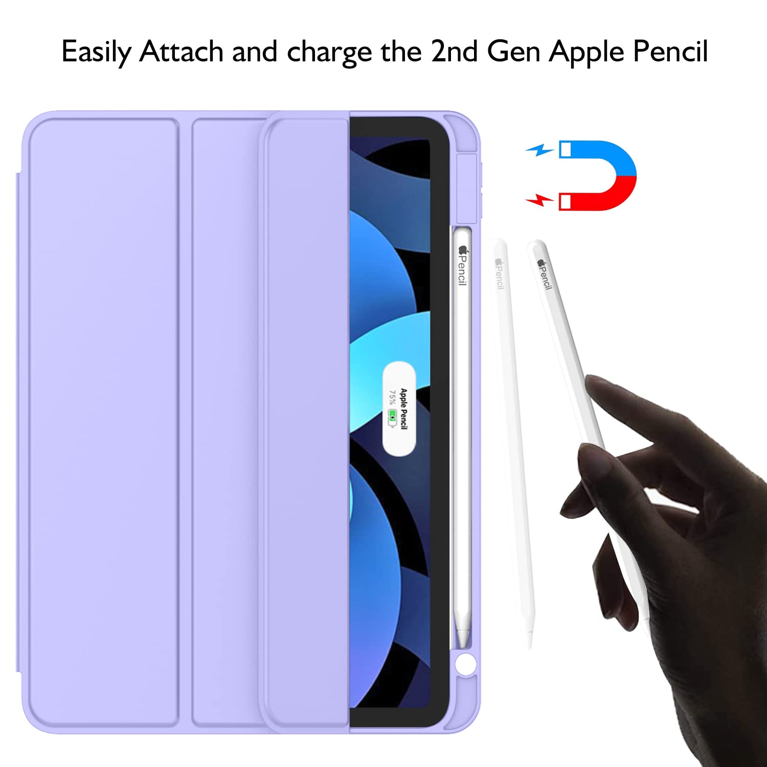 ZryXal iPad Air 11 Inch Case M3 2025 / M2 2024 - Slim Protective Cover for iPad Air 5th Gen/4th Gen 2022/2020 10.9 Inch with Touch ID & Auto Wake/Sleep - Light Purple - Perfect for Work, Travel & Home Use