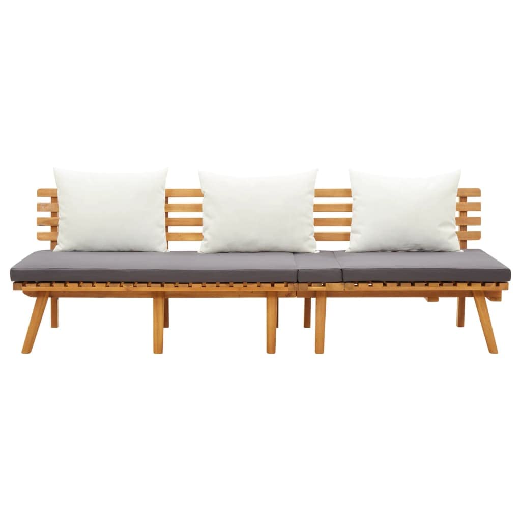 vidaXL Adjustable Wooden Garden Day Bed - Solid Acacia Wood Outdoor Furniture with Padded Cushions & Adjustable Headboard for Patio, Backyard or Poolside Relaxation