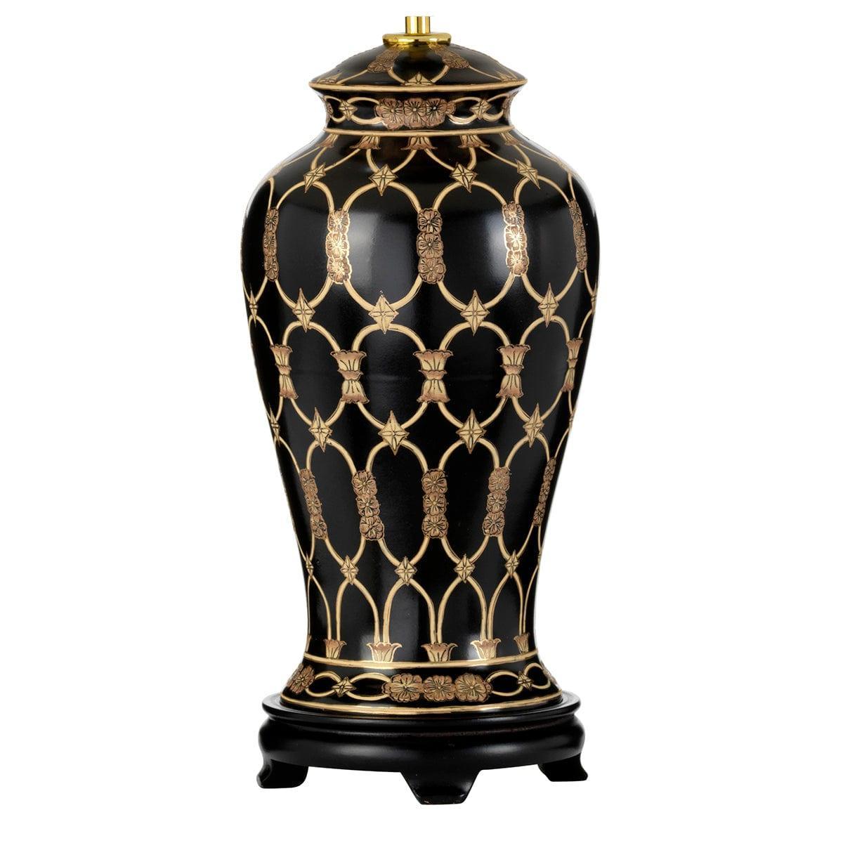 Elegant Black & Gold Ceramic Table Lamp Base - Modern Home Decor for Living Room, Bedroom, or Office Lighting