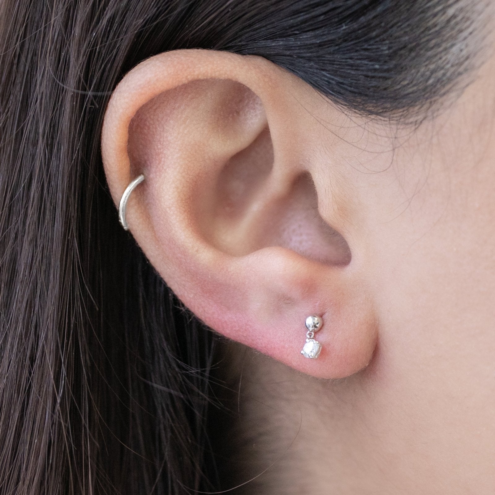 14K White Gold Solitaire Diamond Drop Stud Earrings - Flat Back for Comfort - Perfect for Weddings, Parties & Everyday Elegance