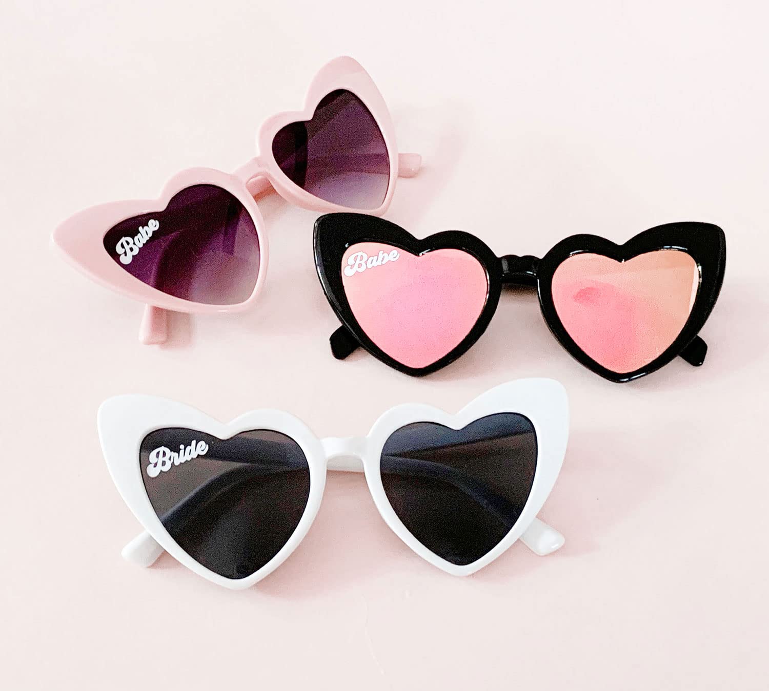 ModParty Bachelorette Heart Sunglasses - Set of 6 for Bride & Bridesmaids | Fun Wedding Party Accessories | Perfect for Bachelorette Parties, Bridal Showers & Beach Weddings