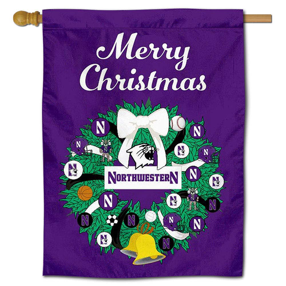 Northwestern Wildcats Happy Holidays Christmas Banner Flag - Perfect for Game Day Decor, Holiday Parties & Fan Gifts - 36