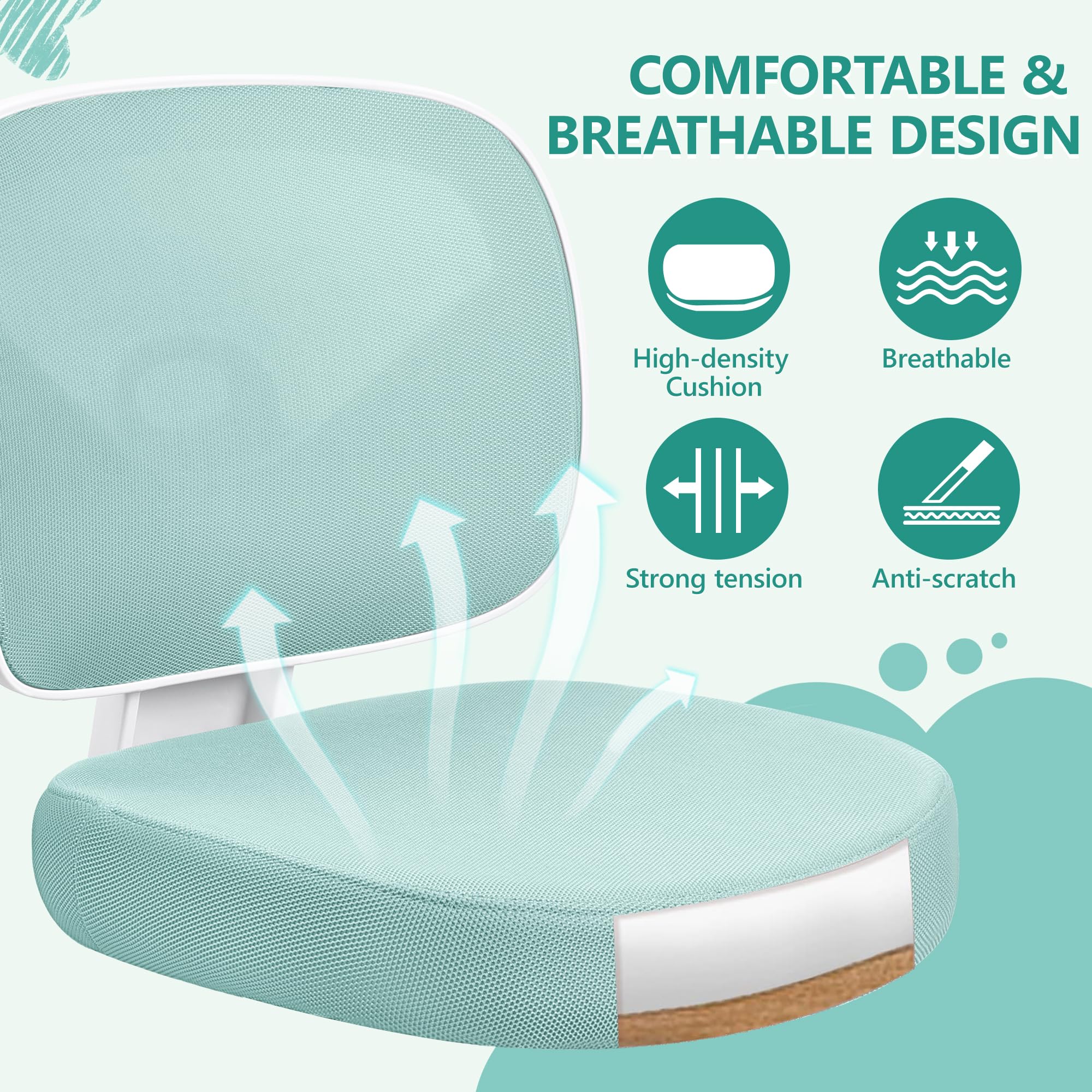 **Primy Kids Desk Chair - Adjustable Height Swivel Mesh Study Chair for Boys & Girls Ages 4-12, Ergonomic Teen Office Chair for Home, School & Office - Light Teal (Perfect for Homework, Online Classes & Study Sessions)**