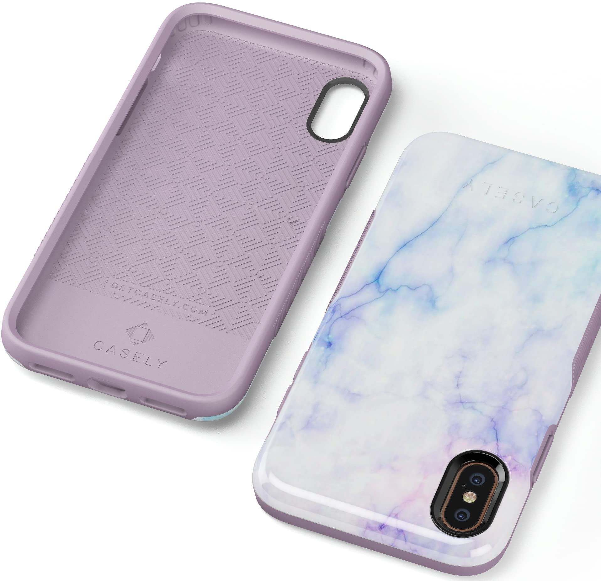 Casely iPhone X/XS Case - Blue & Purple Cotton Candy Marble Design | Slim Protective Phone Cover for Women & Girls | Perfect for Everyday Use, Work & School
