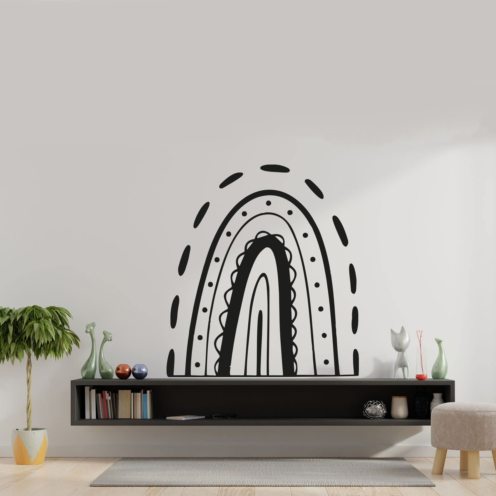 Bohemian Rainbow Arch Wall Decal - Modern Abstract Vinyl Sticker Art for Kids Room, Nursery, Bedroom Decor (30x22 Inch) | Fun Home Accent Wall Art for Girls & Boys | Perfect for Playrooms, Dorm Rooms & Creative Spaces