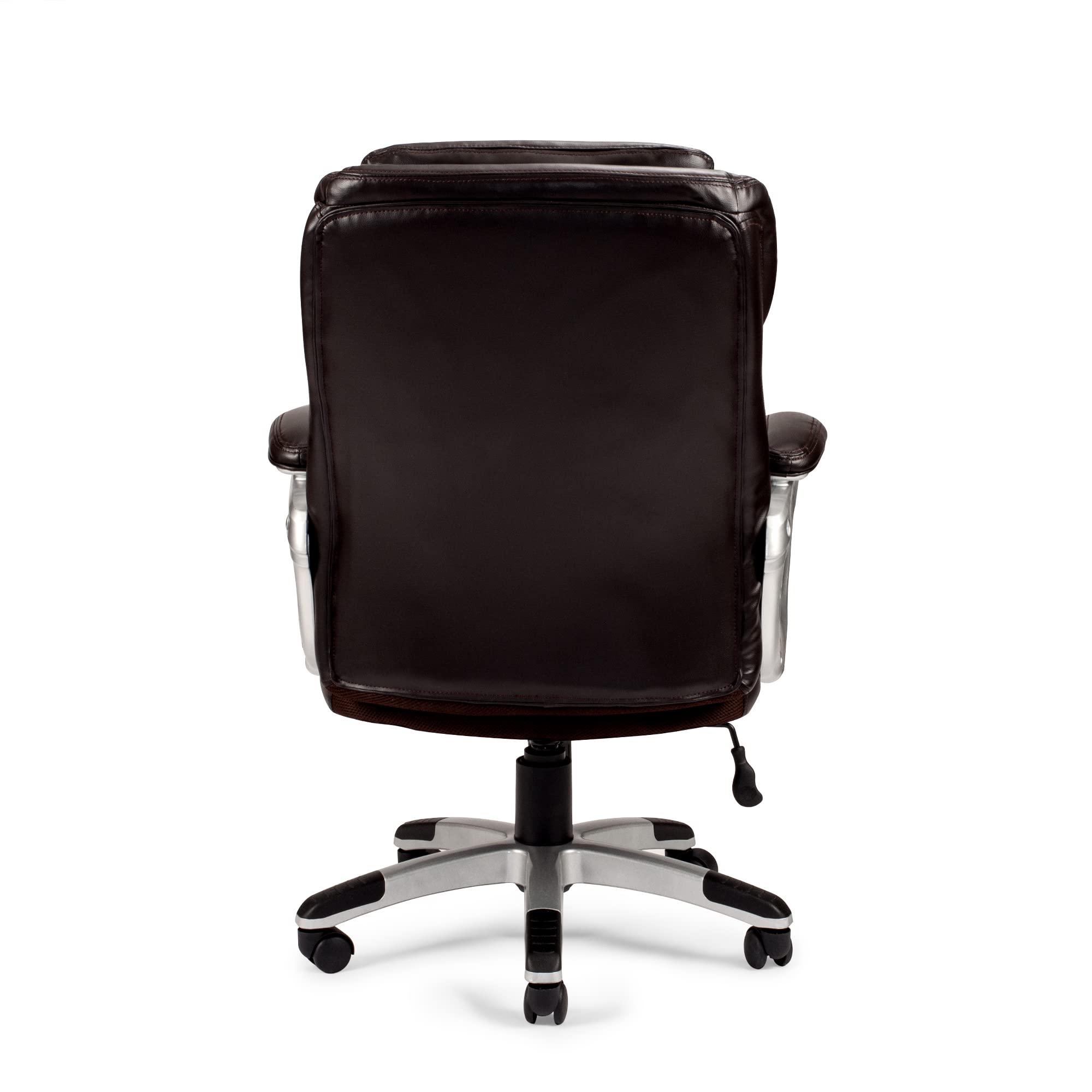 Poundex Blake Ergonomic Office Chair - Adjustable Height, Brown Leather Executive Desk Chair for Home & Office Workspace - Perfect for Long Hours Sitting, Computer Work, and Video Conferencing
