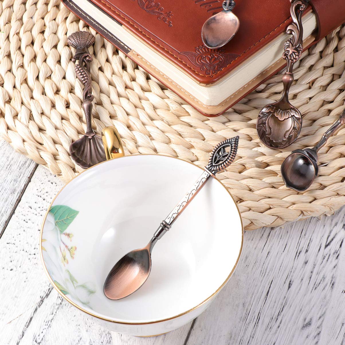 5 Pcs Vintage Carved Coffee Spoons - Elegant Court Style Stirring Spoons for Coffee, Tea, and Desserts | Perfect for Home, Cafe, and Gift Use
