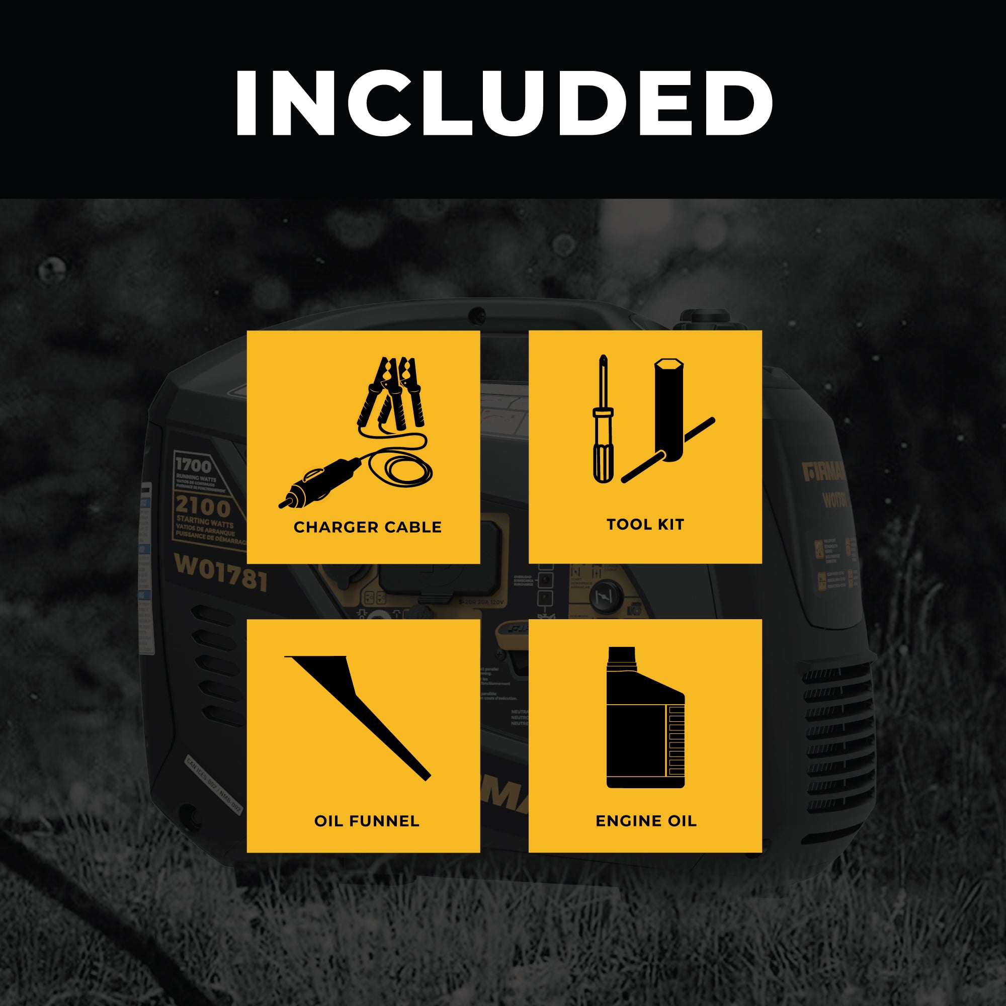 2100W Portable Inverter Generator with Recoil Start - Quiet, Lightweight Power for Camping, RV Trips & Emergency Backup