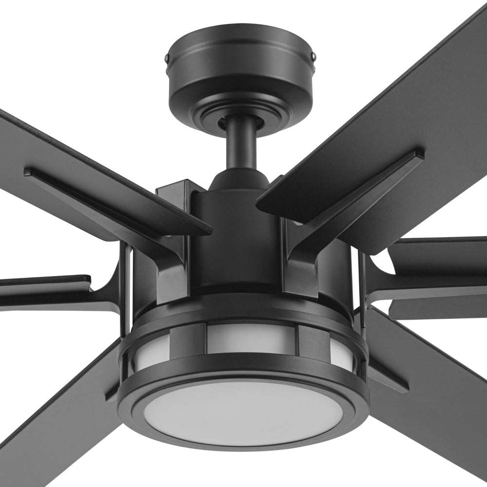 60 Inch Honeywell Kaliza Matte Black Smart Ceiling Fan with Color Changing LED Light & Remote Control - Perfect for Living Room, Bedroom, and Outdoor Spaces