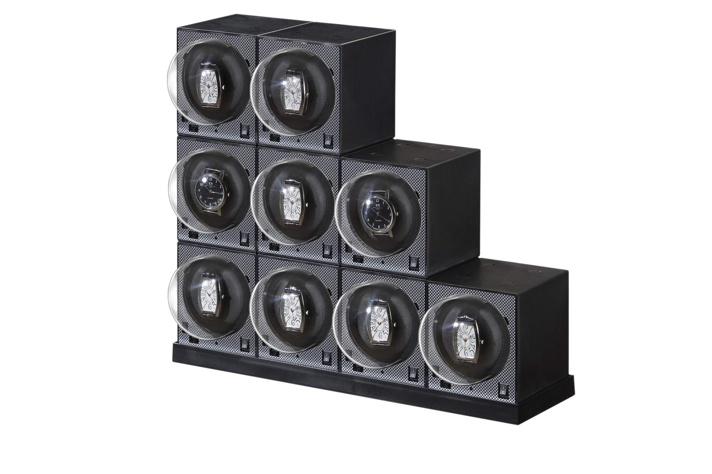 Premium Boxy Watch Winder BWS Brick - Automatic Power Sharing, Stackable Design with AC Adapter - Perfect for Luxury Watch Storage & Display in Home/Office
