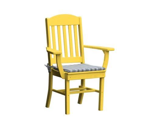 A & L Furniture Classic Dining Chair with Arms - Sturdy Wooden Dining Room Chair for Kitchen, Restaurant, and Home Decor