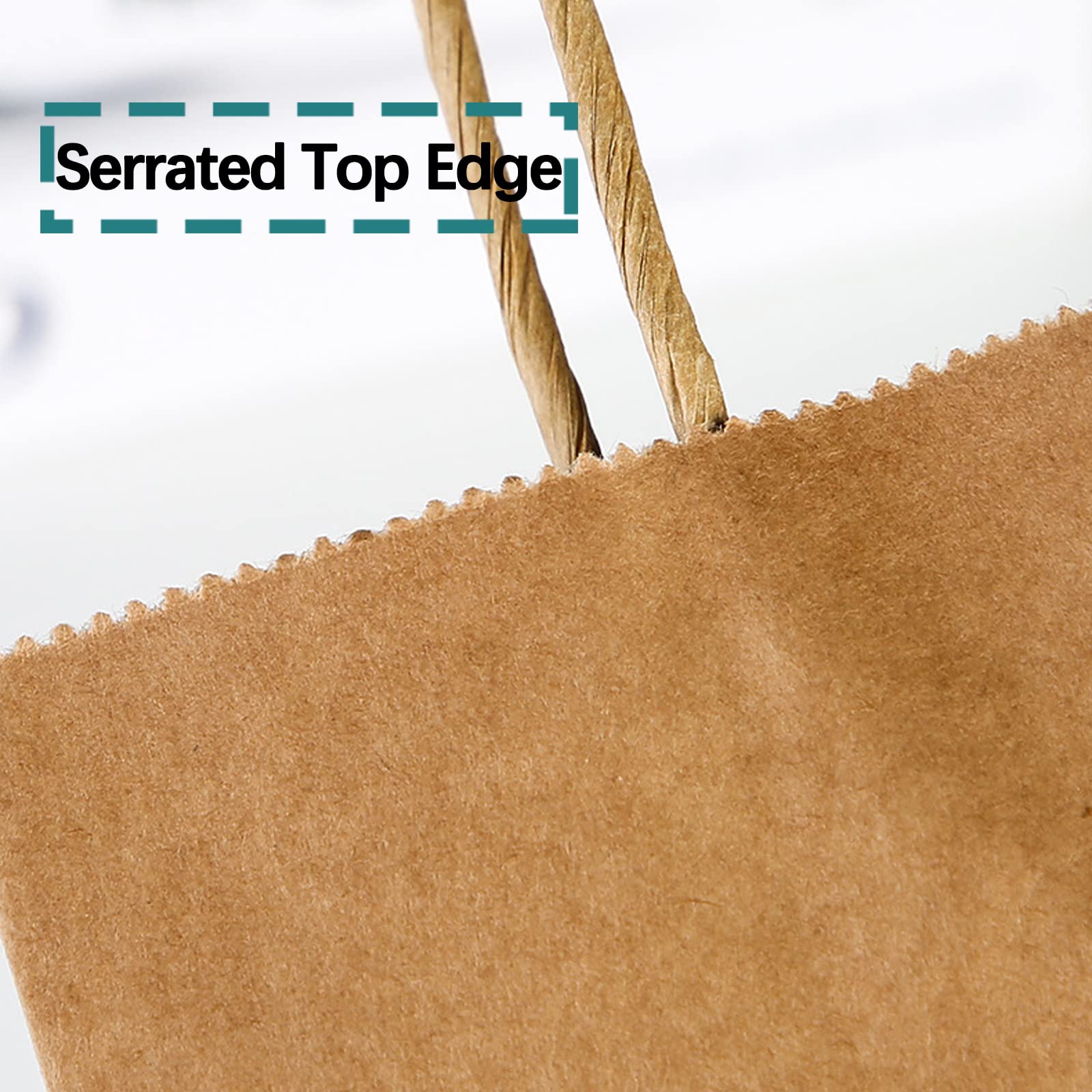 50 Pcs Kraft Paper Bags with Handles - Eco-Friendly Brown Shopping Bags for Retail Stores, Grocery Packaging & Takeout - 10.6x3x8 Inches - Perfect for Restaurants, Kids Parties, Holiday Gifts & Boutique Packaging