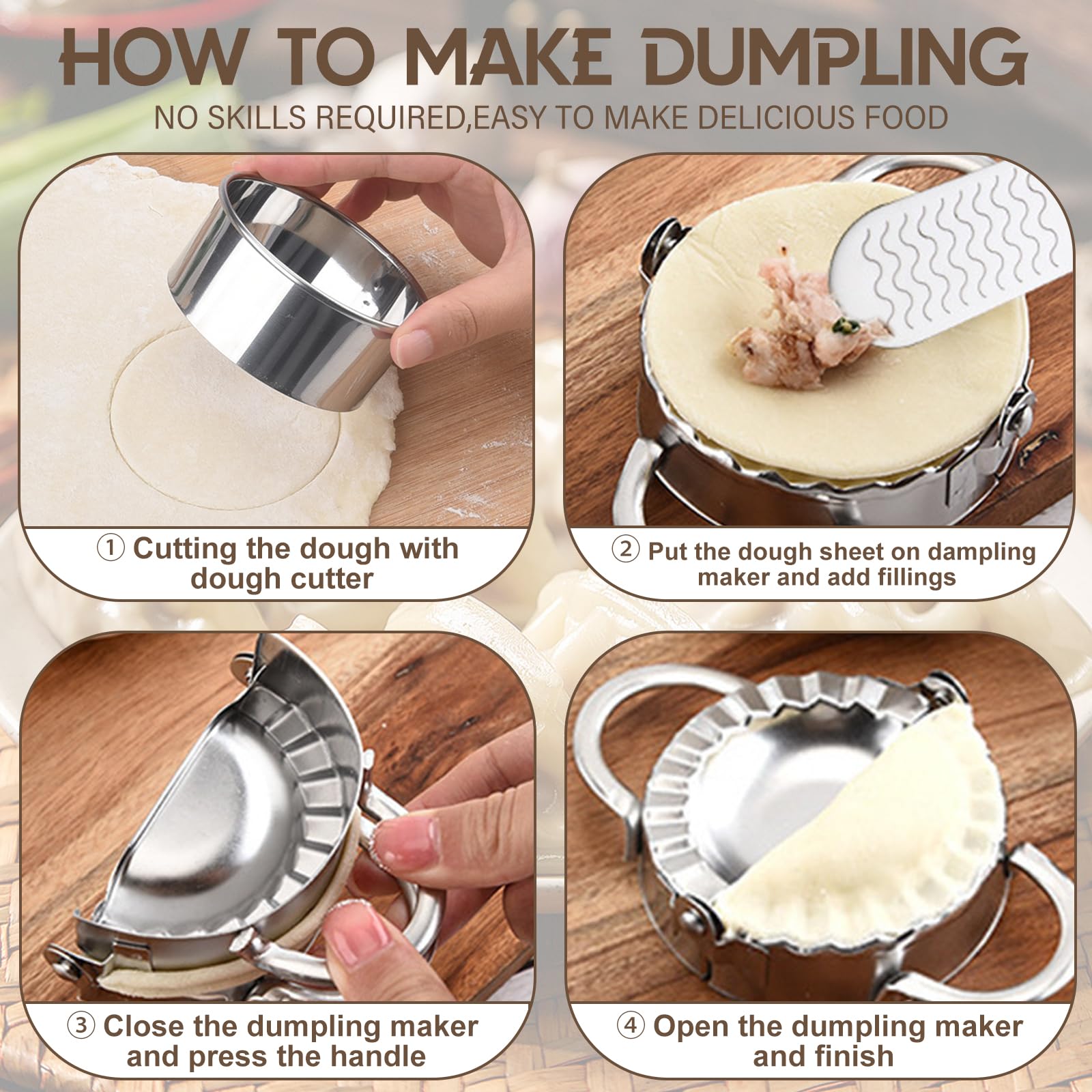 8-Piece Ravioli Maker Press Kit with Rolling Pin & Pasta Cutter Wheel - Empanada, Dumpling, Pierogi Mold - Perfect for Homemade Pasta, Hand Pies & Italian Cooking