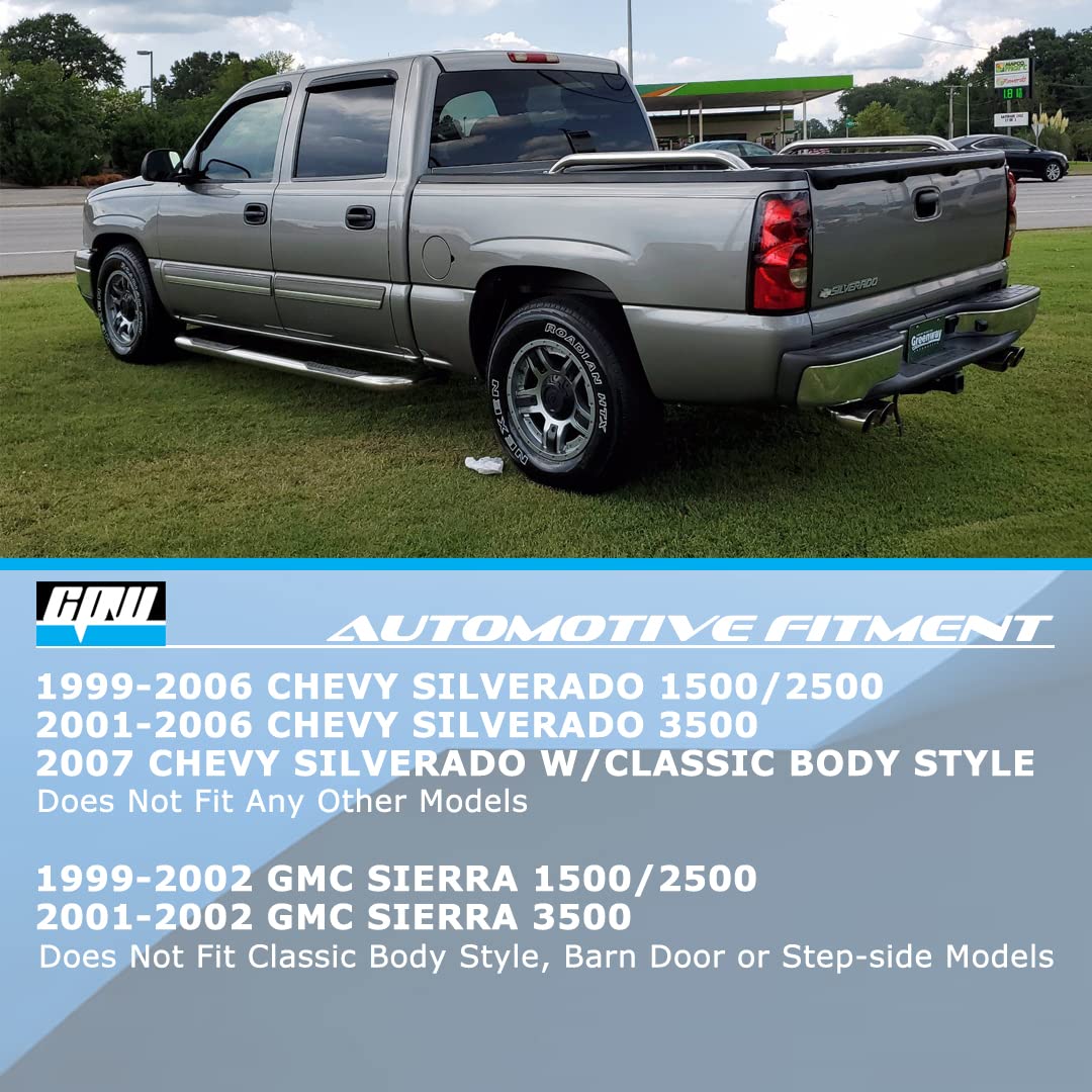 Premium Black Smoke Tail Lights for 1999-2007 Chevrolet Silverado & 1999-2003 GMC Sierra - Direct Fit Replacement - Enhances Night Visibility & Style for Pickup Trucks