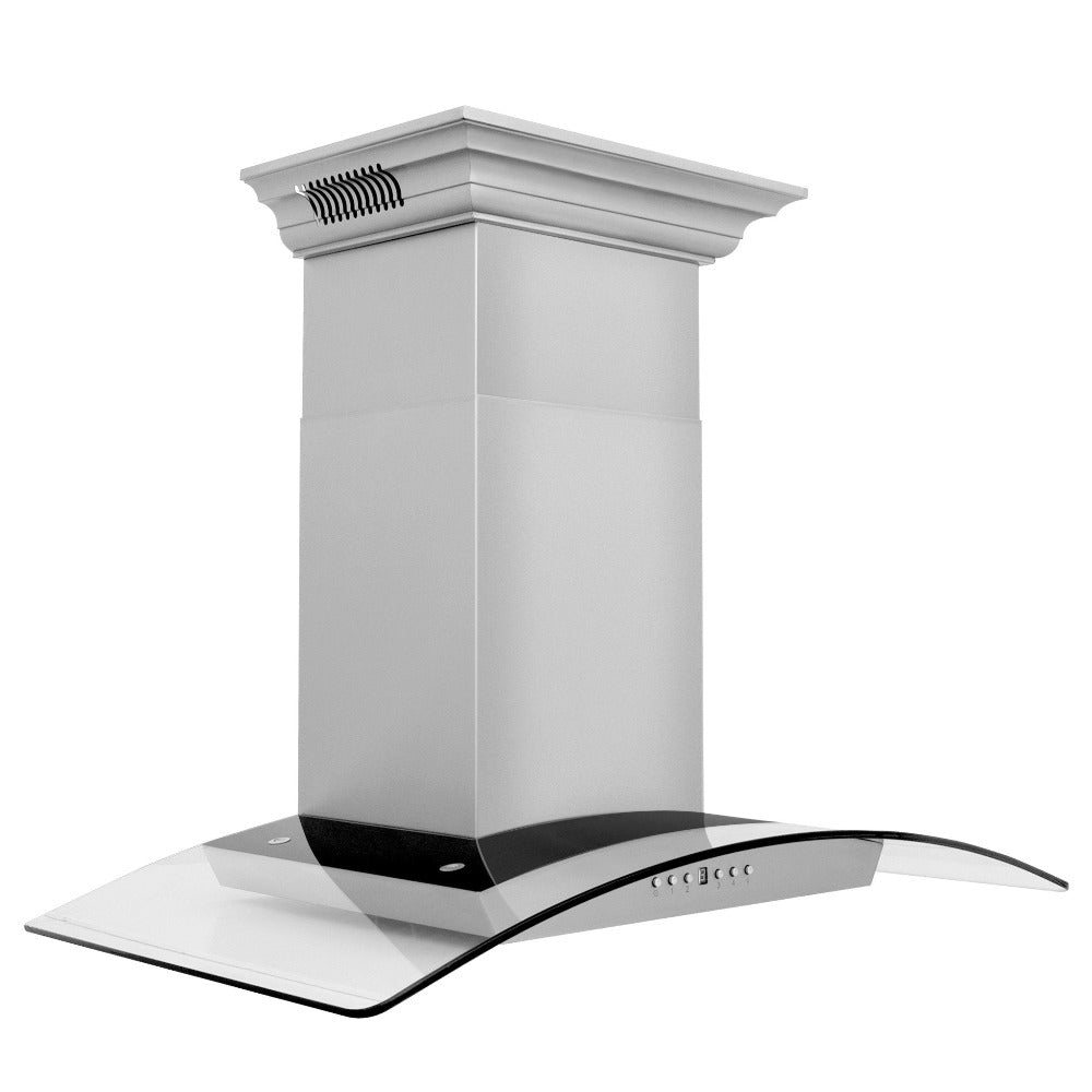 ZLINE Stainless Steel Wall Mount Range Hood with Built-in CrownSound Bluetooth Speakers (KZCRN BT) - Perfect for Modern Kitchens & Open-Concept Living Spaces