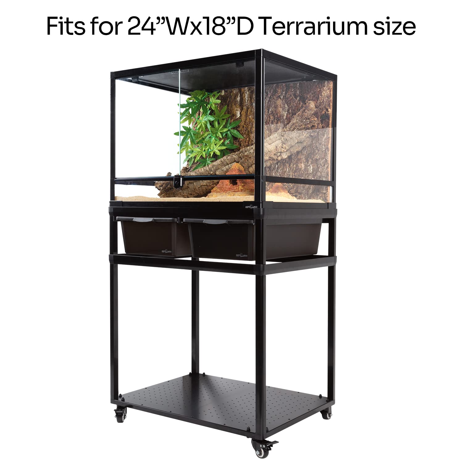REPTIZOO Stackable Reptile Tank Stand with Wheels - 24