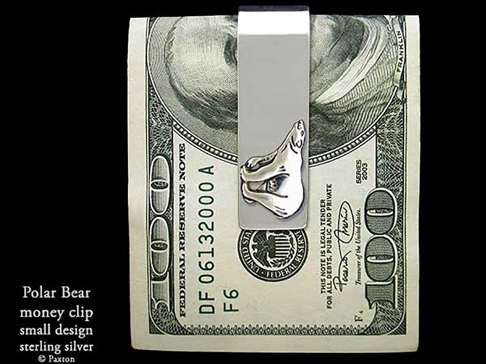 Handcrafted Solid Sterling Silver Polar Bear Money Clip - Unique Carved & Cast Design for Men's Wallets | Perfect Gift for Nature Lovers & Outdoor Enthusiasts