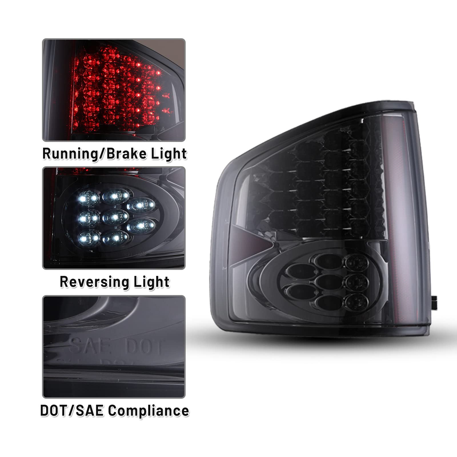 1994-2004 Chevy S10 LED Tail Lights Replacement Set - Compatible with Chevrolet GMC Sonoma & 1996-2000 Isuzu Hombre - Durable Rear Lamps for Driver & Passenger Side - Perfect for Night Driving & Enhanced Vehicle Safety