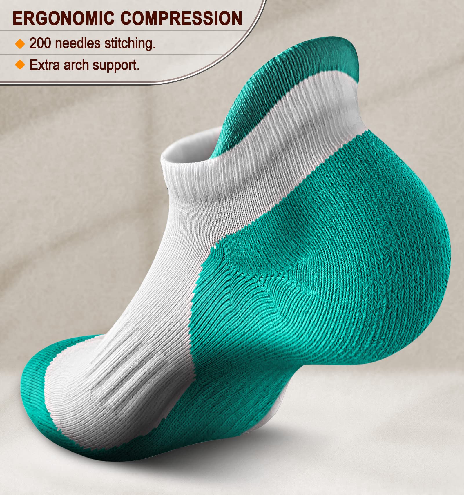 BULLIANT Women's Athletic Ankle Socks 6-Pack - No Show Cushioned for Running & Walking - Arch Support for Sports & Daily Wear