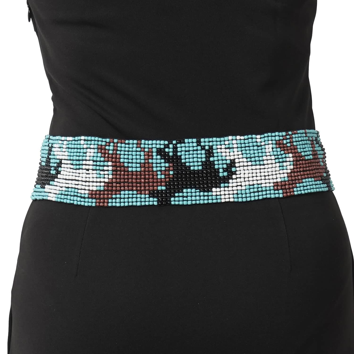 Handcrafted Tribal Seed Belt with Wooden Buckle & Matching Beaded Bracelet Set - Boho Women's Jewelry Gift for Birthday, Anniversary | Perfect for Festivals, Weddings & Boho Fashion