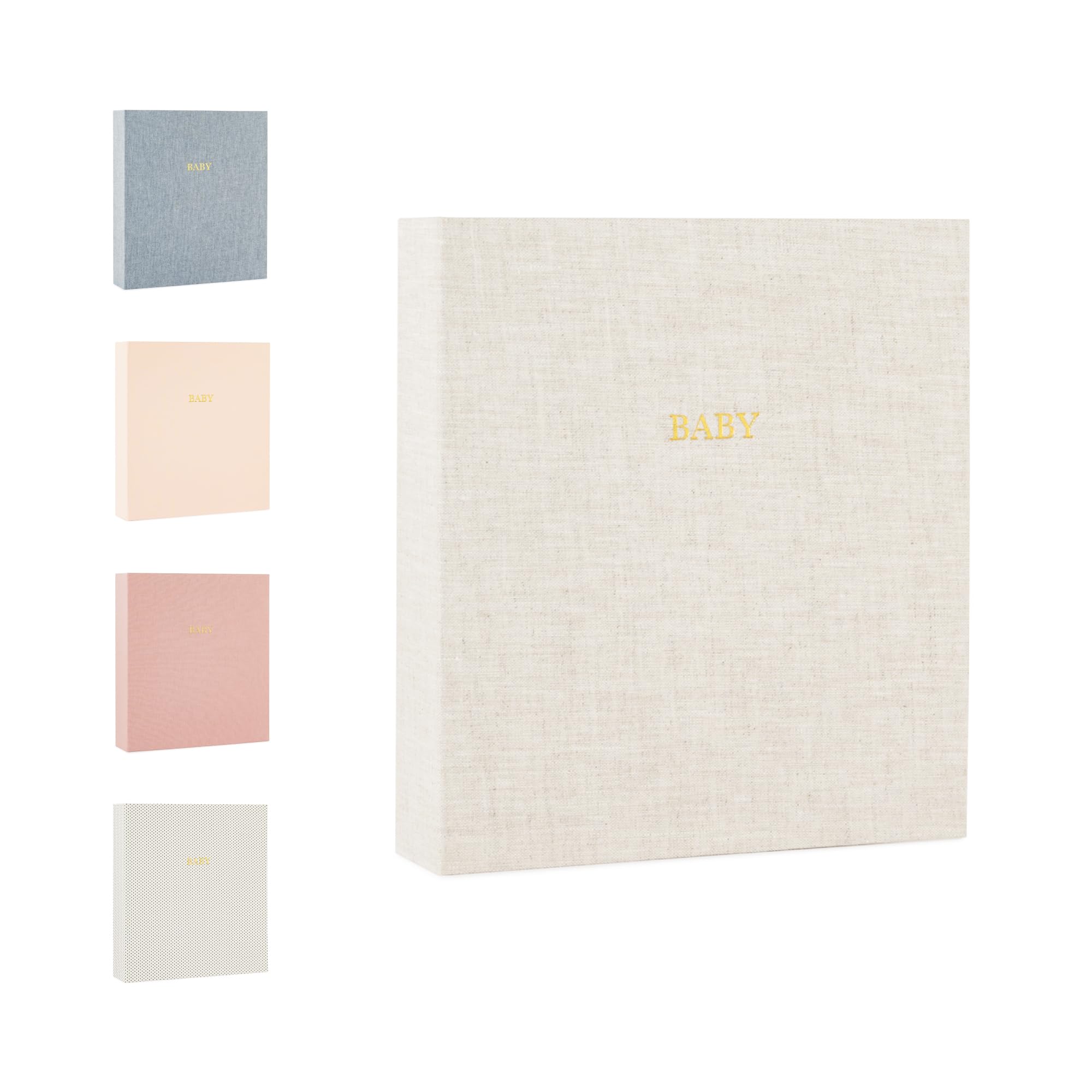 Baby Memory Book - Pregnancy to First Year Keepsake Journal with Pocket Storage | Gender Neutral Baby Shower Gift Idea | Cloth Hardcover Flax Design | Perfect for Recording Milestones, Photos & Special Moments