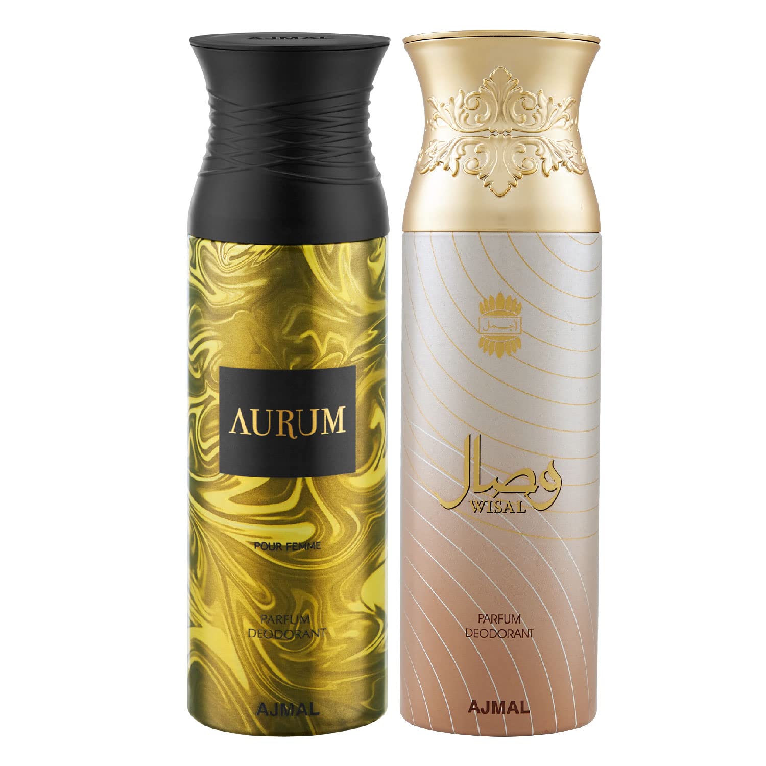 Ajmal Aurum Femme & Wisal Deodorant Spray Gift Set for Women - 2 Pack (200ml Each) | Long-Lasting Fragrance, Perfect for Daily Use, Office, and Special Occasions