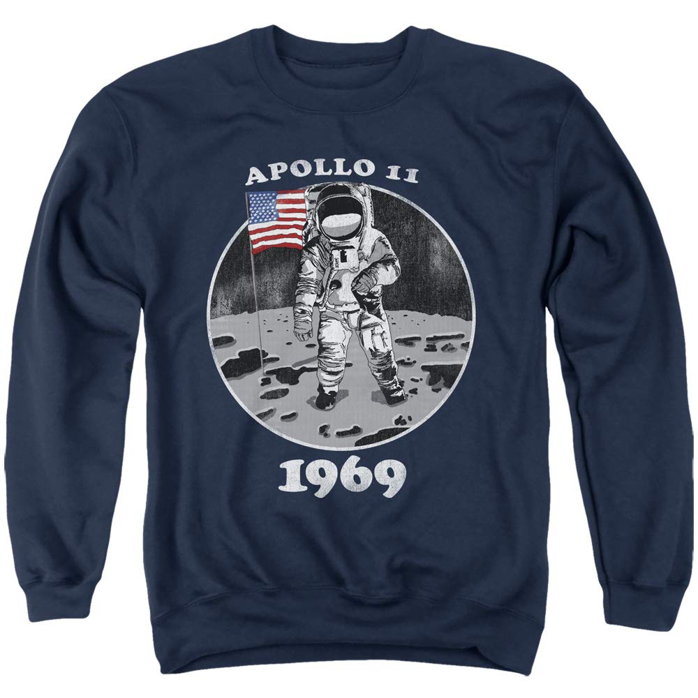 NASA Apollo 11 Vintage Sweatshirt - Men's Moon Landing Graphic Hoodie - Navy Blue Pullover for Space Enthusiasts & Astronomy Lovers - Perfect for Casual Wear, Cosplay & NASA Fan Gifts