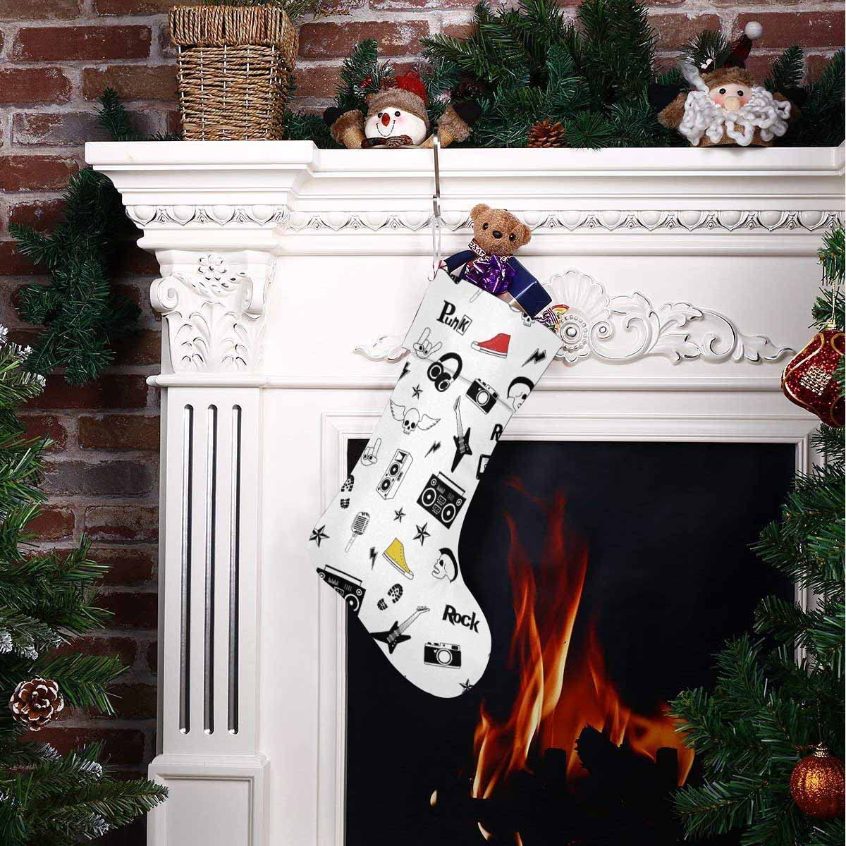 17 Inch Christmas Stockings for Kids - Punk Rock Holiday Gift & Home Decor - Perfect for Fireplace Mantel, Tree Decorations & Festive Party Favors
