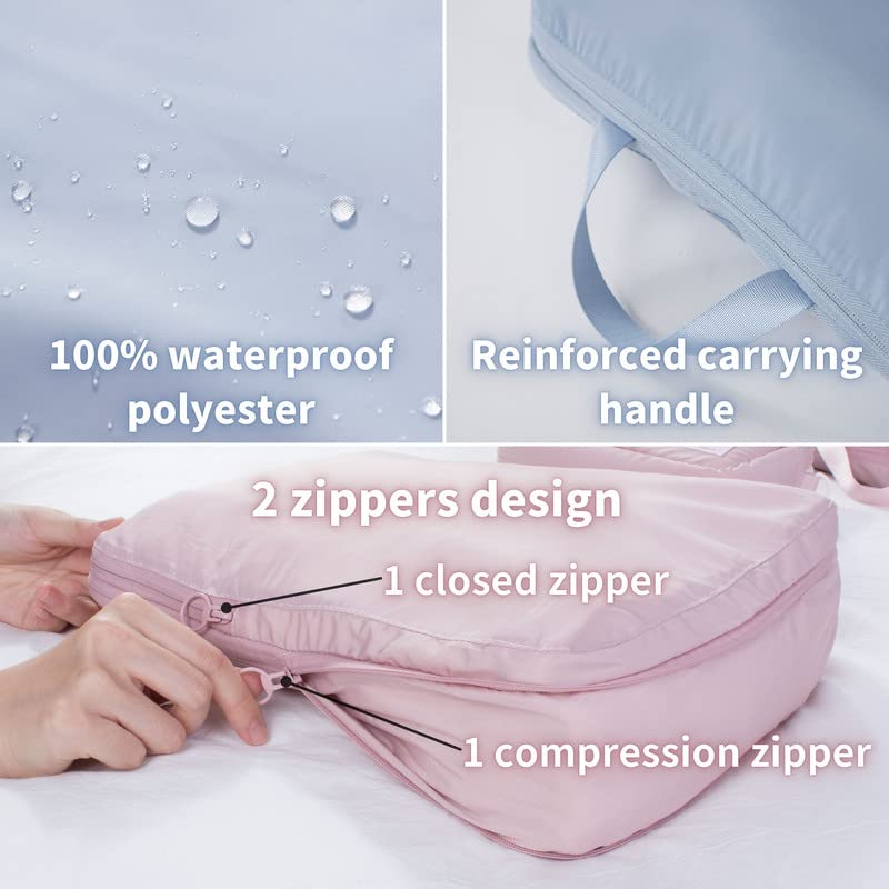 Tianzong 2-Pack Medium Beige Compression Packing Cubes for Suitcases - Travel Luggage Organizer Bags Set for Clothes, Toiletries & Accessories - Perfect for Business Trips, Vacations & Weekend Getaways