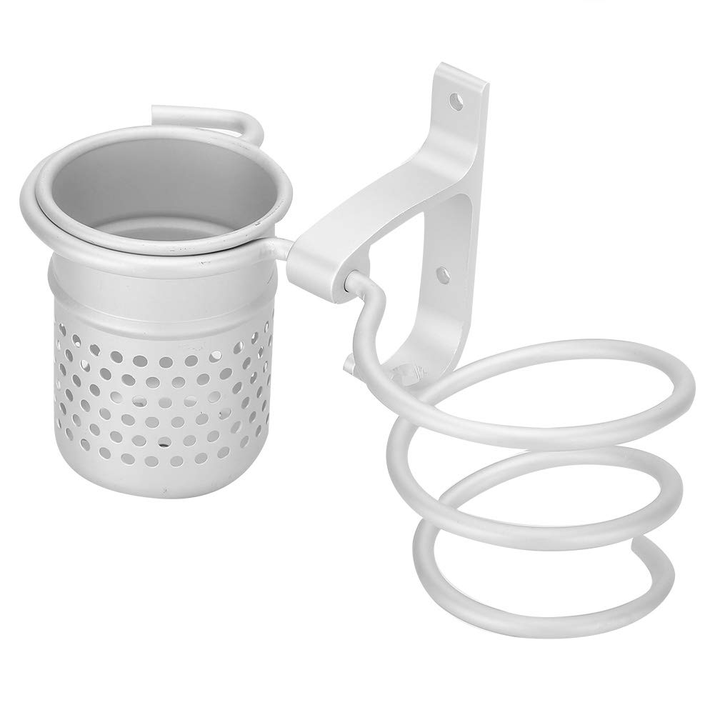 Keenso Wall Mount Hair Dryer Holder with Aluminum Storage - Organizer for Hair Dryer, Hair Straightener & Phone - Includes Fixing Screws (Silver) - Perfect for Bathroom, Salon & Home Organization