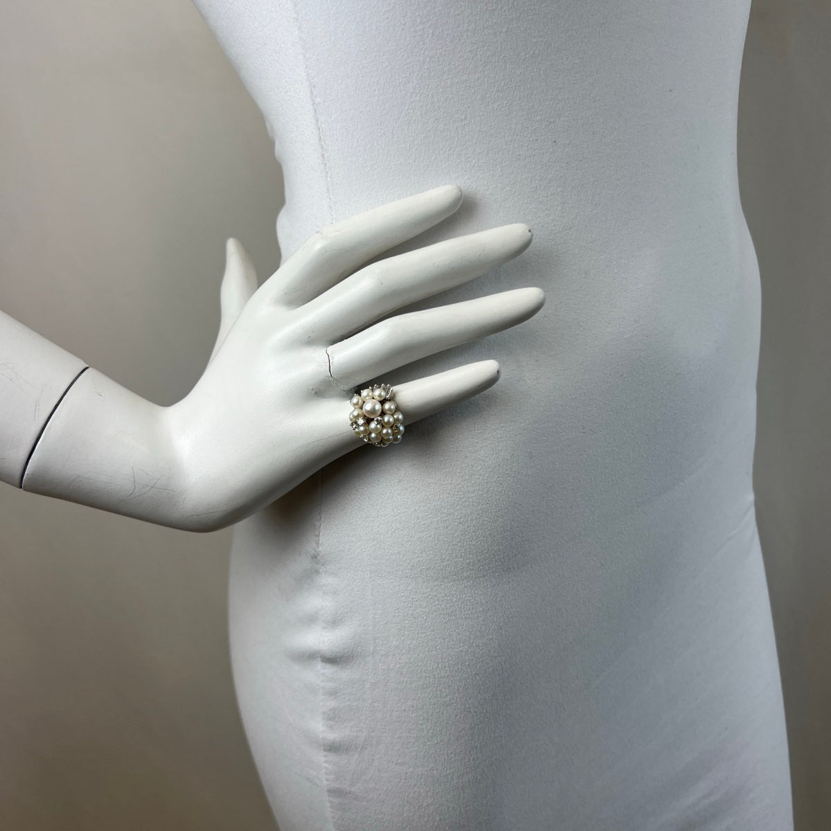 Exquisite Platinum Ring with Genuine Pearls & Diamonds - Elegant Jewelry for Weddings, Anniversaries & Special Occasions
