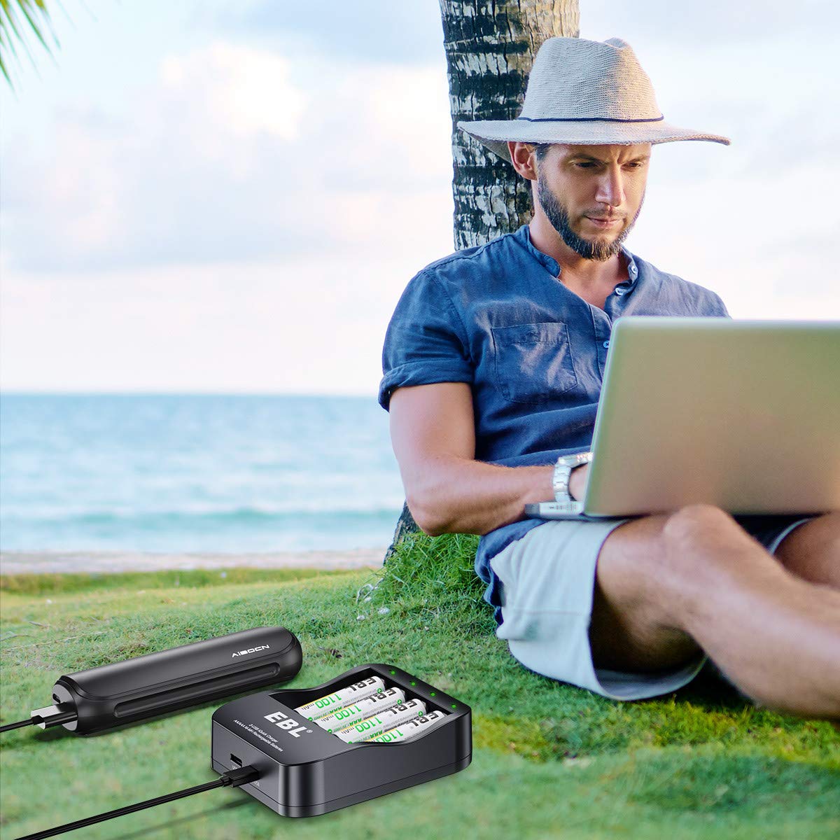 EBL C6201 4 Bay Smart NiMH AA AAA Battery Charger with LCD Display - Fast Charging for Rechargeable Batteries - Perfect for Cameras, Toys, Flashlights, and Electronic Devices