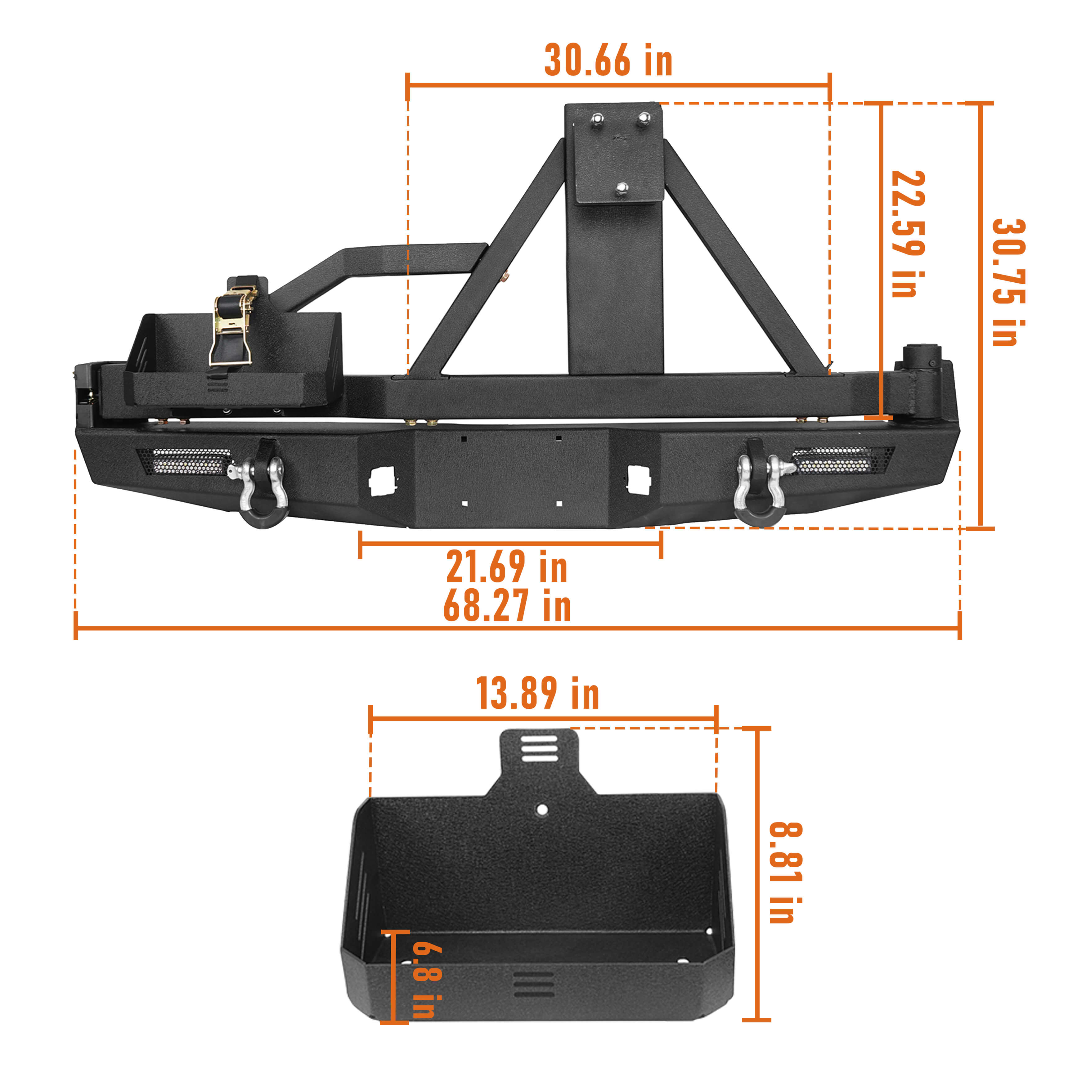 Full Width Front & Rear Bumper with Swing Out Tire Carrier for 2005-2011 Toyota Tacoma - Heavy Duty Off-Road Protection & Utility Box - Perfect for Overlanding, Rock Crawling & Adventure Trucks