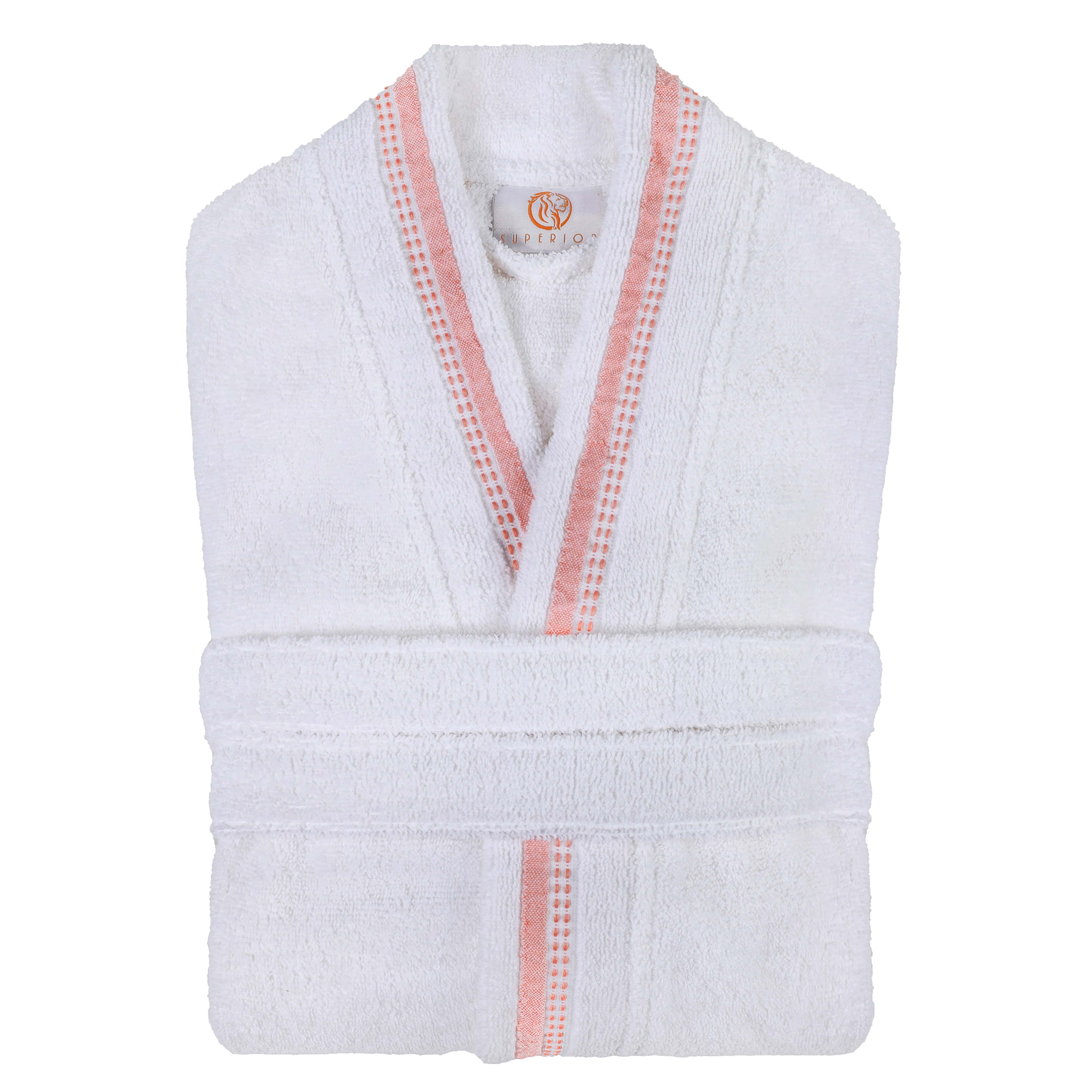 Unisex Cotton Terry Kimono Bathrobe with Embroidery - Soft & Absorbent for Spa, Beach & Home Relaxation