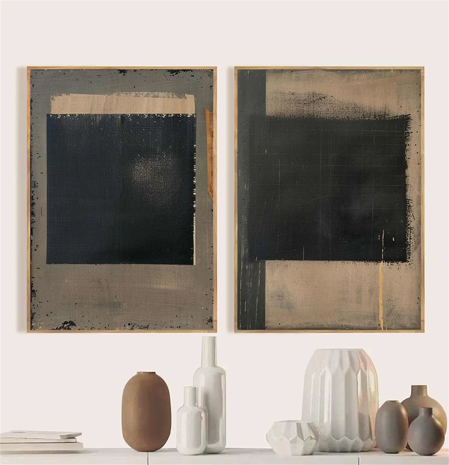 Abstract Tranquility Set of 2 Modern Canvas Wall Art - Minimalist Home Decor for Living Room, Bedroom & Office - #WS169