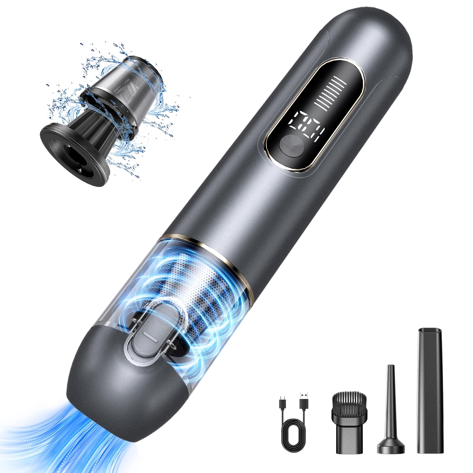 13000Pa Powerful Cordless Car Vacuum Cleaner - 2 in 1 Blow & Suction, Rechargeable Handheld Vacuum with Low Noise | Perfect for Car Detailing, Home Cleaning, Pet Hair Removal & Office Maintenance