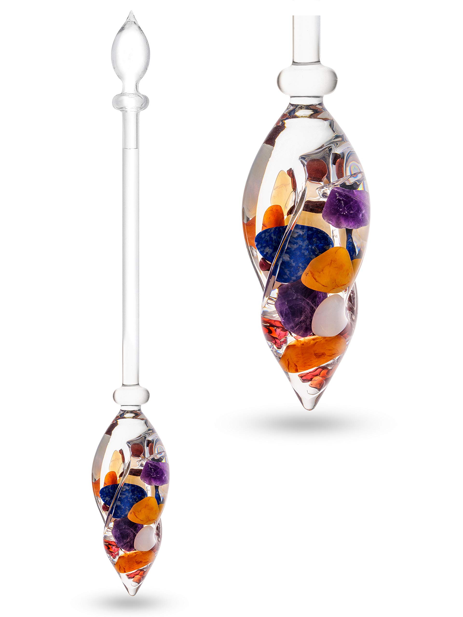 VitaJuwel Ayurvedic Gemstone Vial with Milk Opal, Amethyst, Clear Quartz, Lapis Lazuli, Garnet, Carnelian & Orange Calcite - Enhance Wisdom, Intuition & Joy - Perfect for Meditation, Yoga & Energy Healing