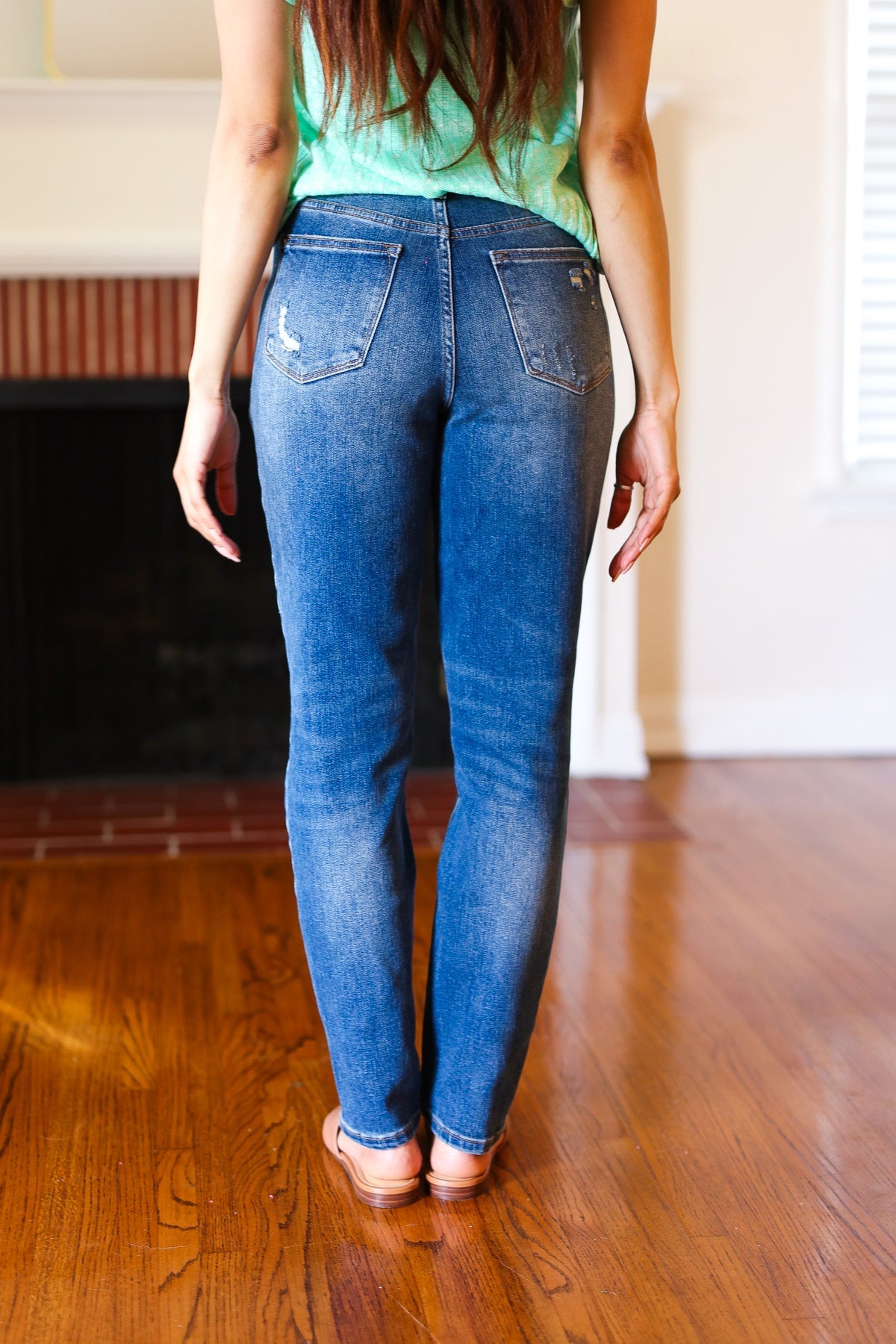 Judy Blue Women's Everyday Dark Denim Slim Fit High Rise Jeans - Comfortable Stretch Skinny Jeans for Casual Wear & Office Outfits
