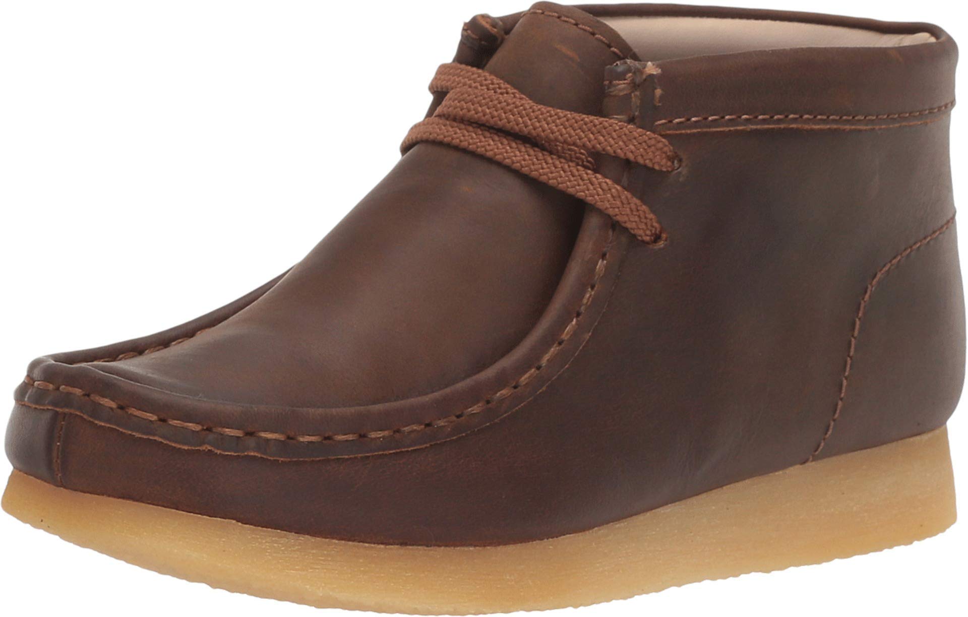 Clarks Wallabee Boots for Kids - Beeswax Leather Comfort Shoes Size 1.5W | Stylish & Durable Toddler Footwear for School, Play & Everyday Wear