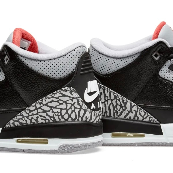 Air Jordan 3 Retro 2018 GS Sneakers - Black Fire Red Cement Grey White Basketball Shoes for Women & Girls - Perfect for Streetwear, Gym & Casual Outfits