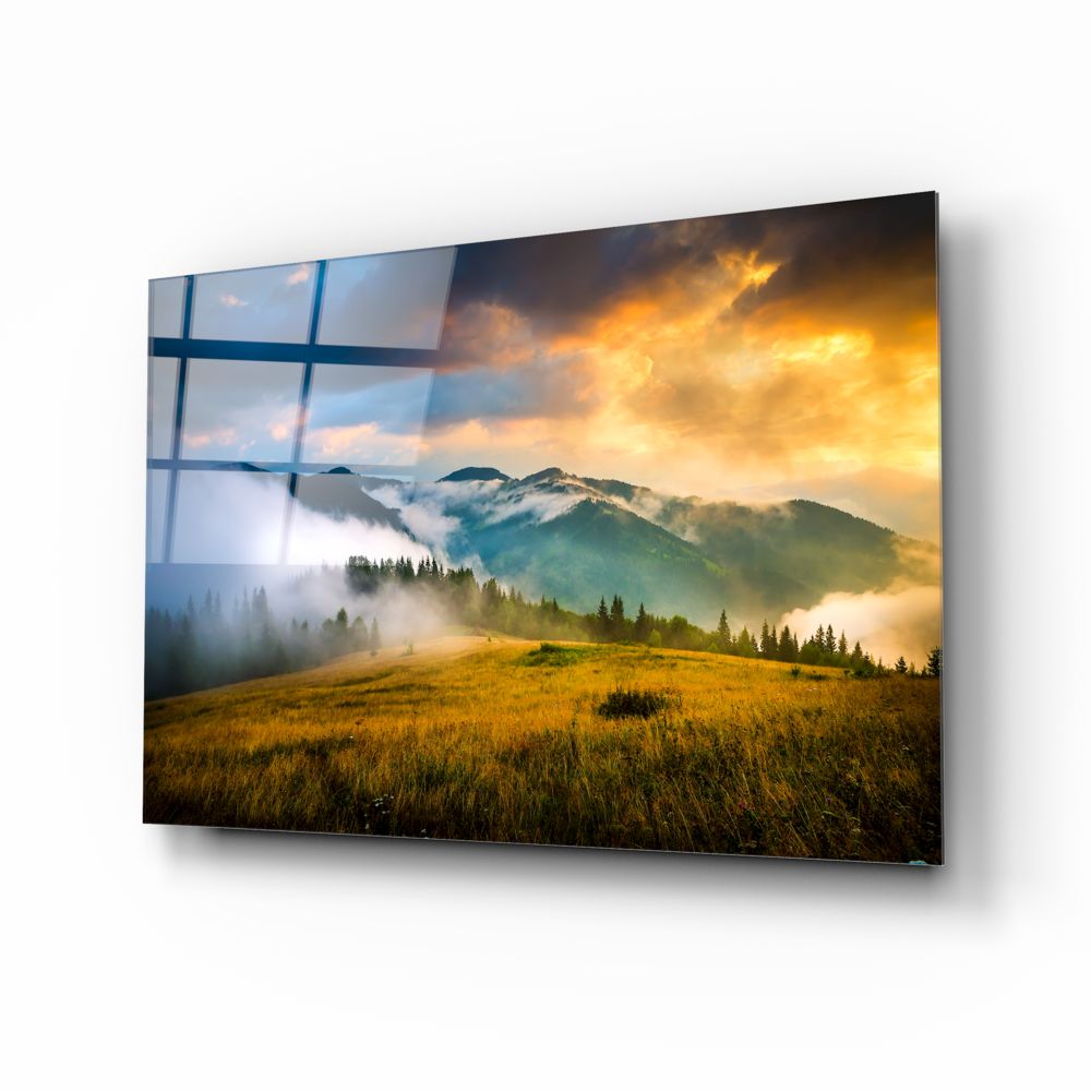 Mountain Glass Wall Art - Handmade Nature-Inspired Decor for Living Room, Bedroom & Office - Perfect for Home & Office Decor