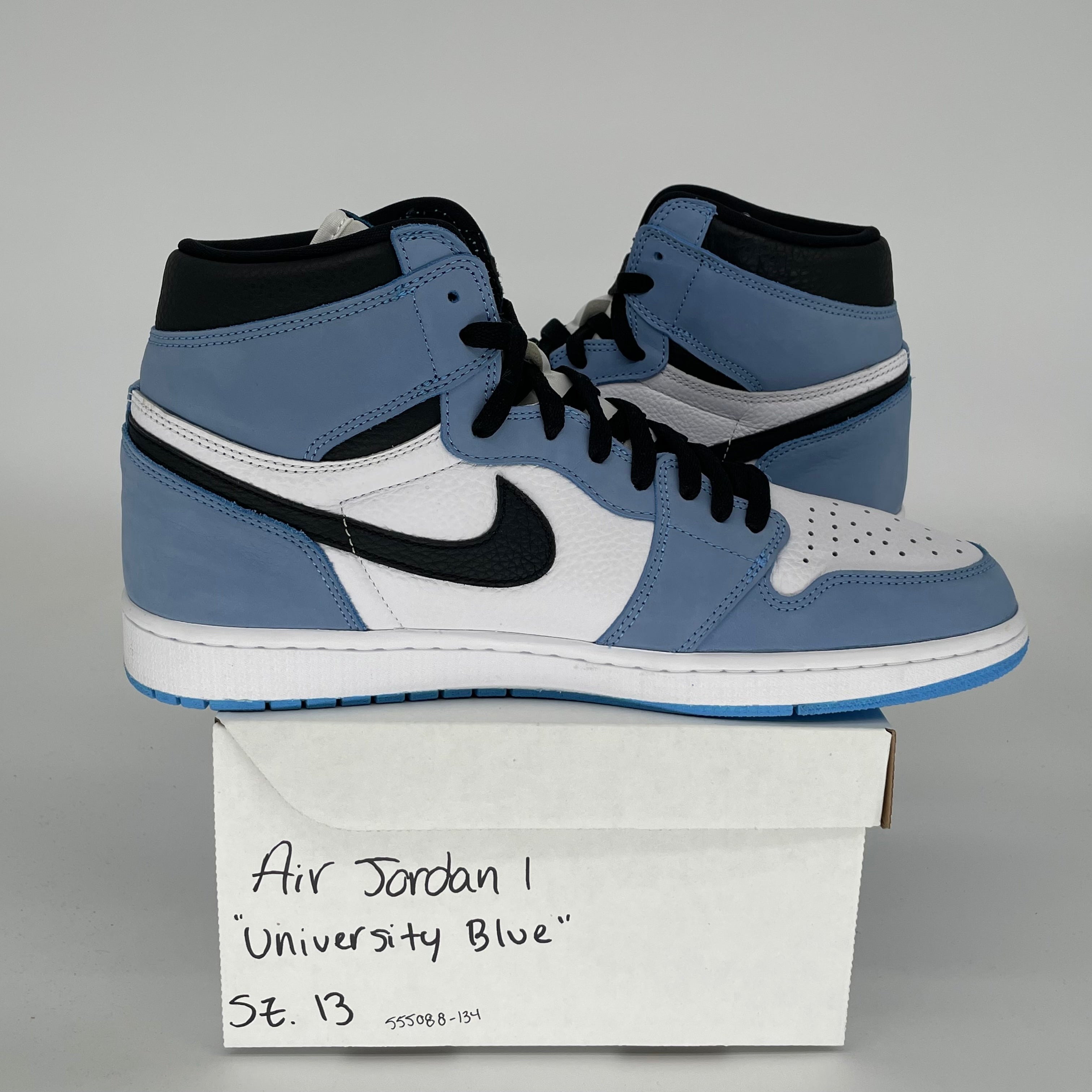 AIR JORDAN 1 UNIVERSITY BLUE Men's Basketball Shoes Size 13 - 555088-134 | Retro High Top Sneakers for Casual Wear & Street Style