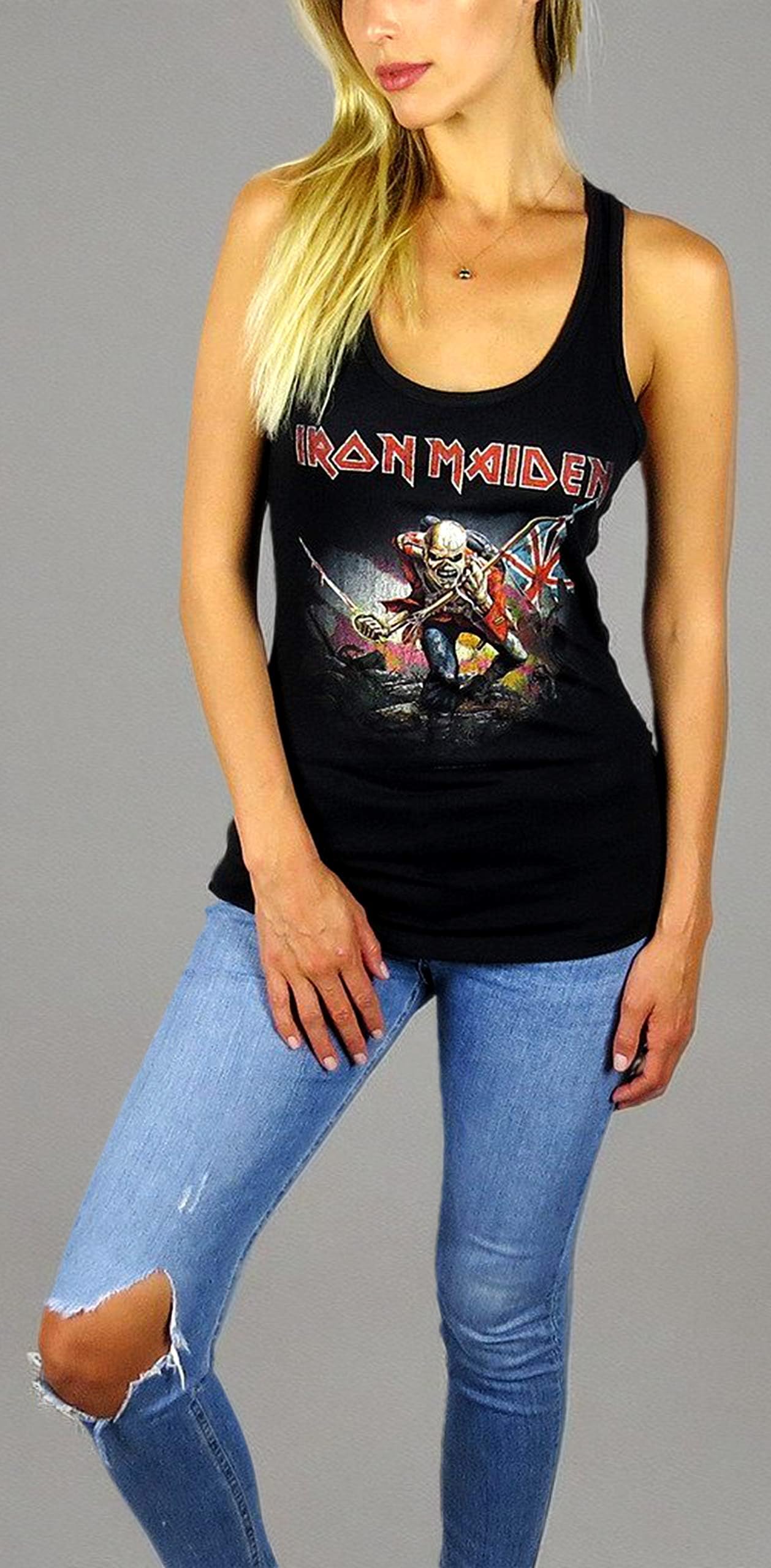 Iron Maiden Distressed Trooper Tank Top - Vintage Rock Band Graphic Tee for Men & Women - Perfect for Concerts, Festivals & Casual Wear