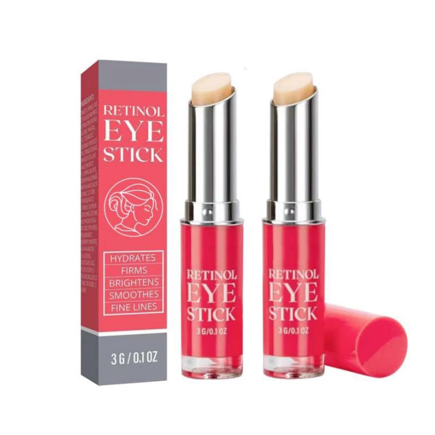 Retinol Eye Stick & Face Cream Set (2PCS) - Anti-Aging Eye Balm with Moisturizing Serum to Reduce Dark Circles & Fine Lines - Brightening Treatment for Under Eye & Skin Nourishment - Perfect for Night Routine & Travel Skincare